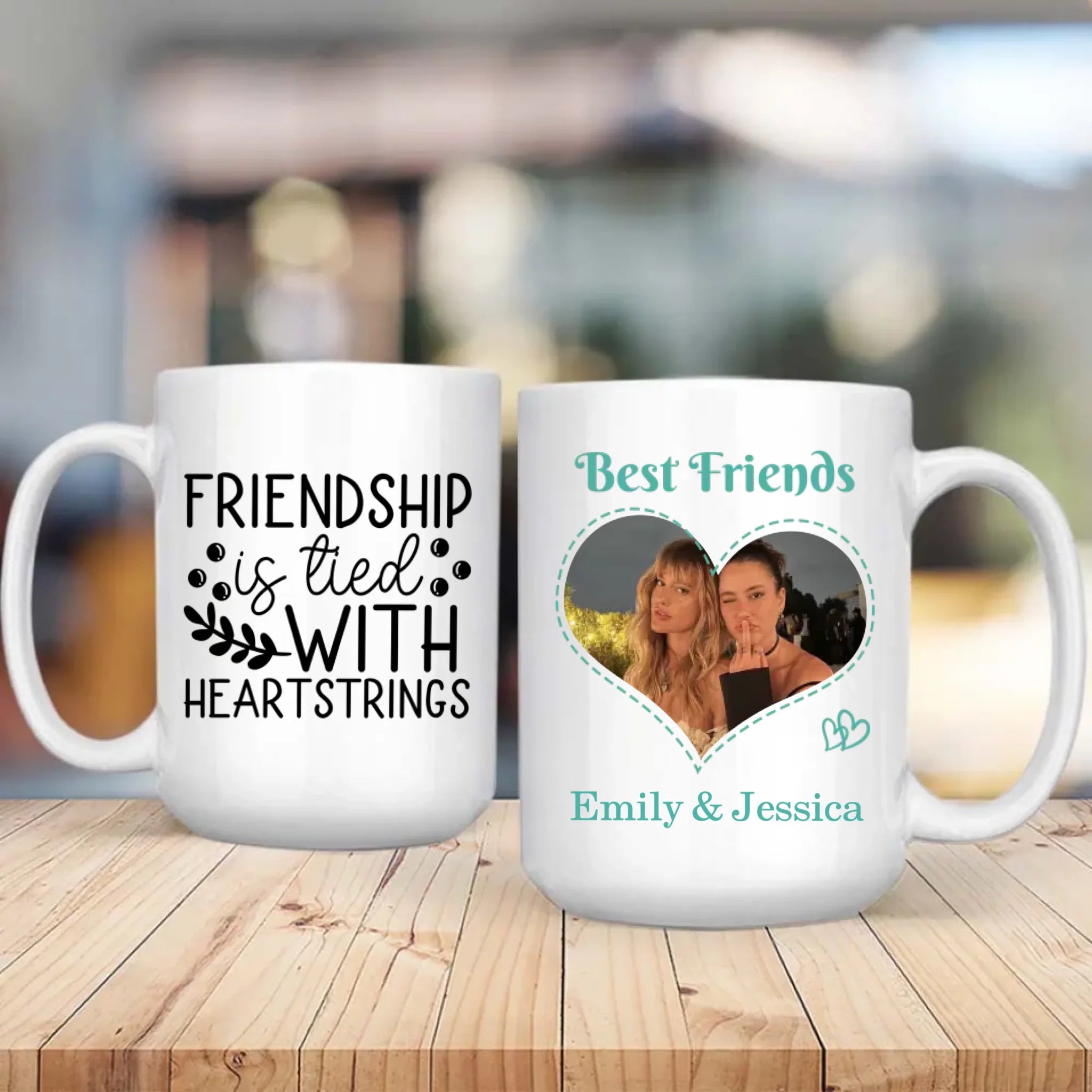 Friendship Is Tied with Heartstrings – Personalized Bestie Mug - 89Prints