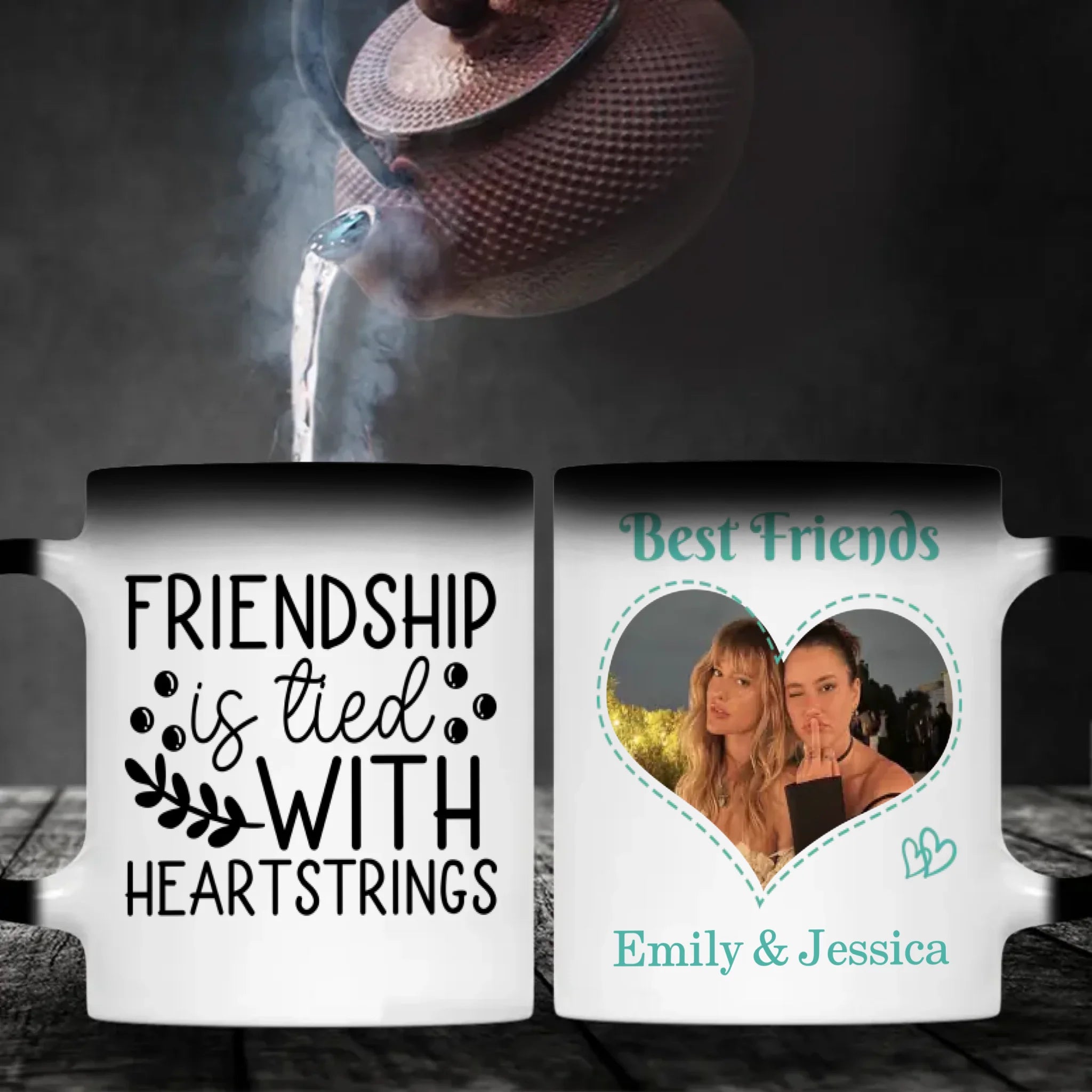 Friendship Is Tied with Heartstrings – Personalized Bestie Mug - 89Prints