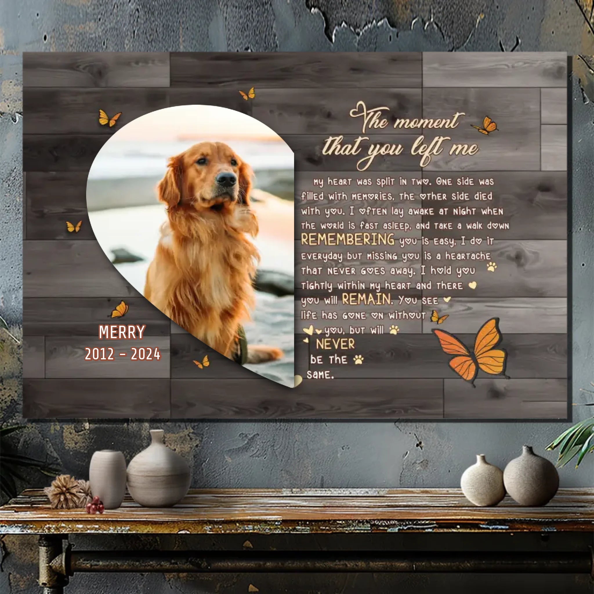 Custom Your Dog's Name & Photo Canvas Print - The Moment That You Left Me - 89Prints