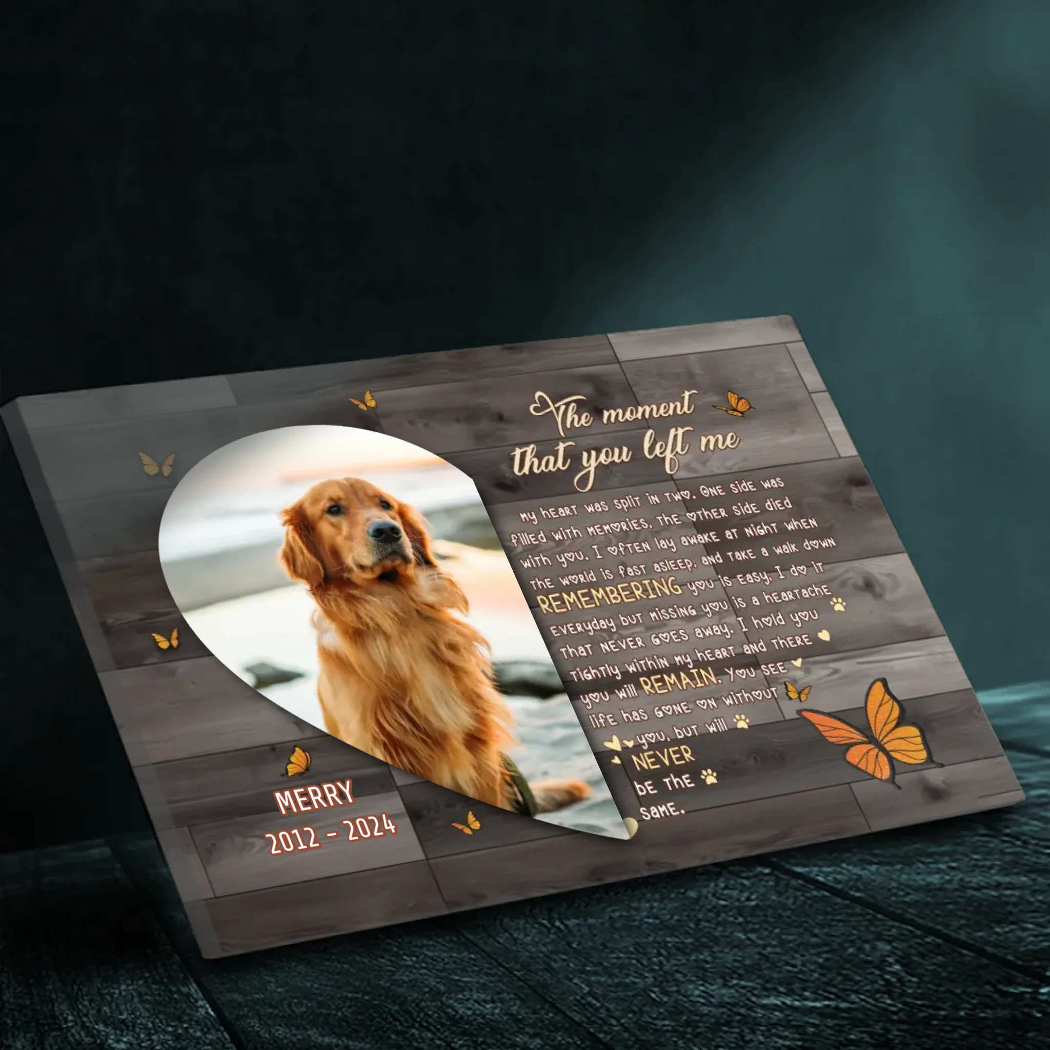 Custom Your Dog's Name & Photo Canvas Print - The Moment That You Left Me - 89Prints