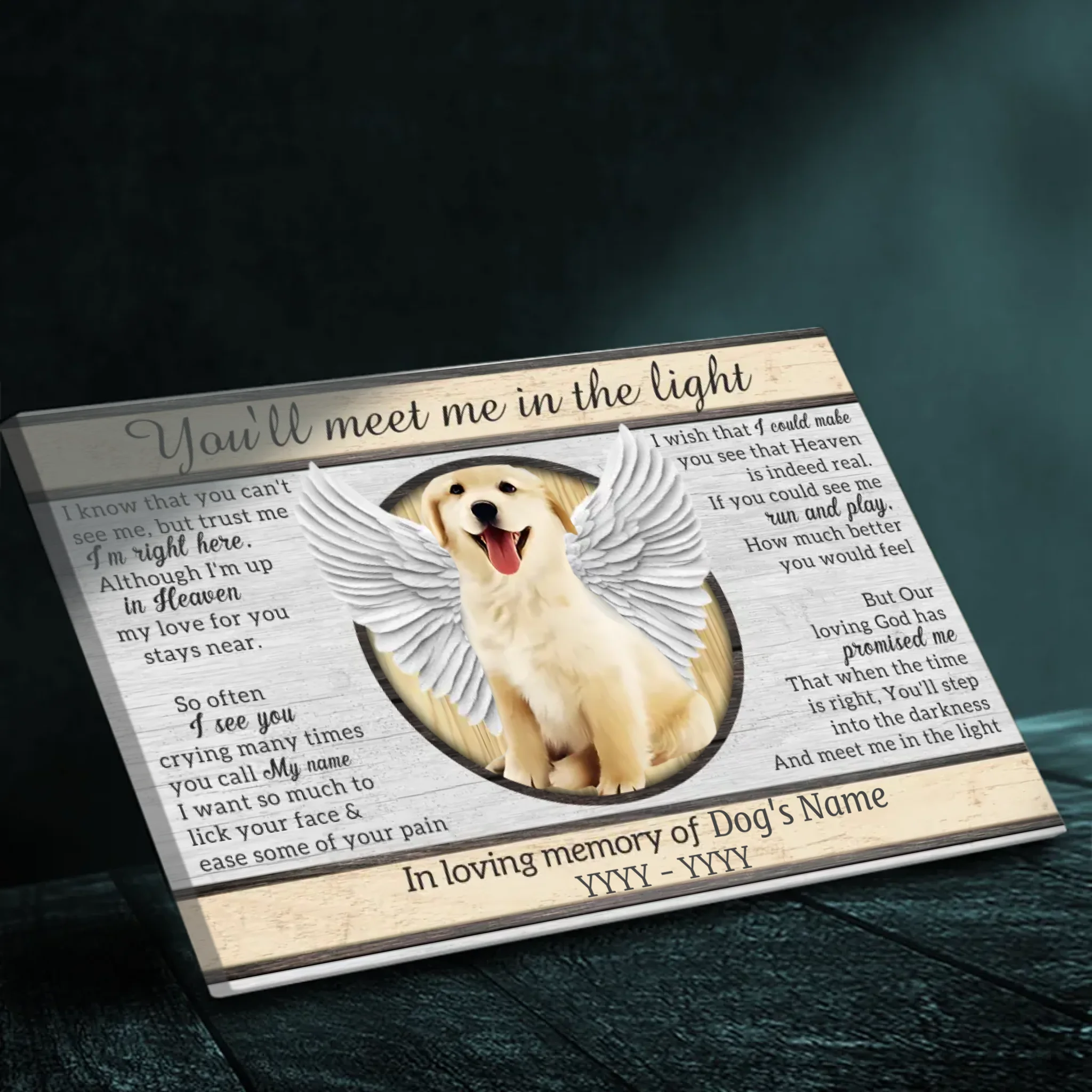 Meet Me in the Light- Personalized Pet Memorial Canvas Painting at 89Prints