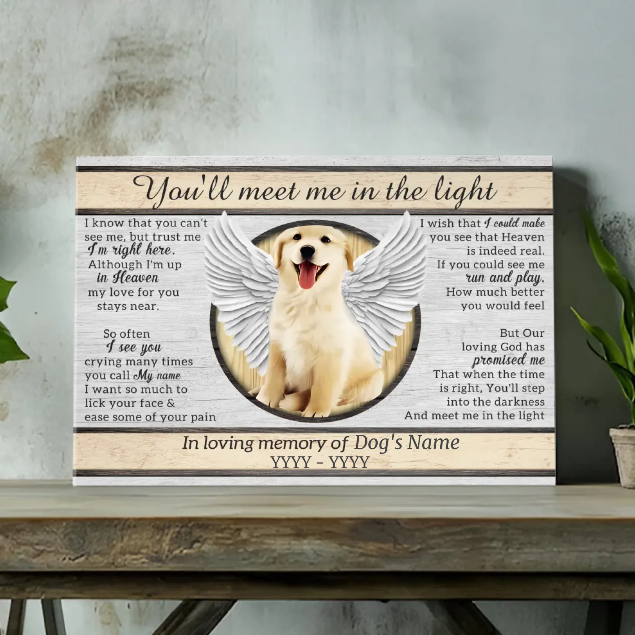 Meet Me in the Light- Personalized Pet Memorial Canvas Painting at 89Prints