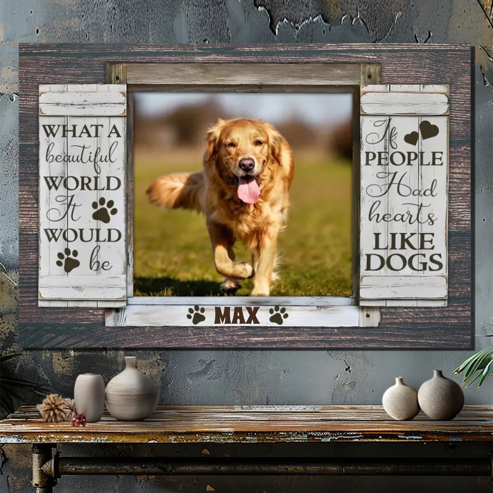 Custom Dog Canvas - 'What a Beautiful World' with Personalized Pet's Name