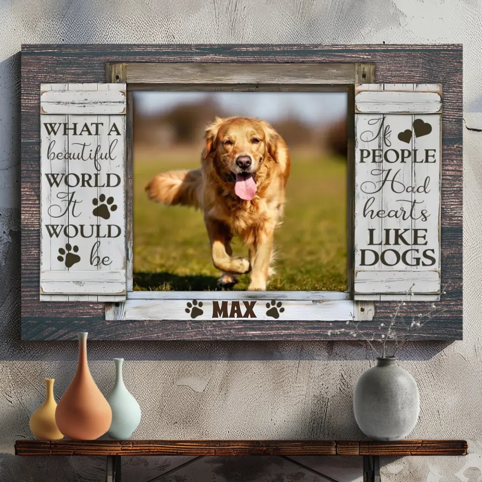 Custom Dog Canvas - 'What a Beautiful World' with Personalized Pet's Name