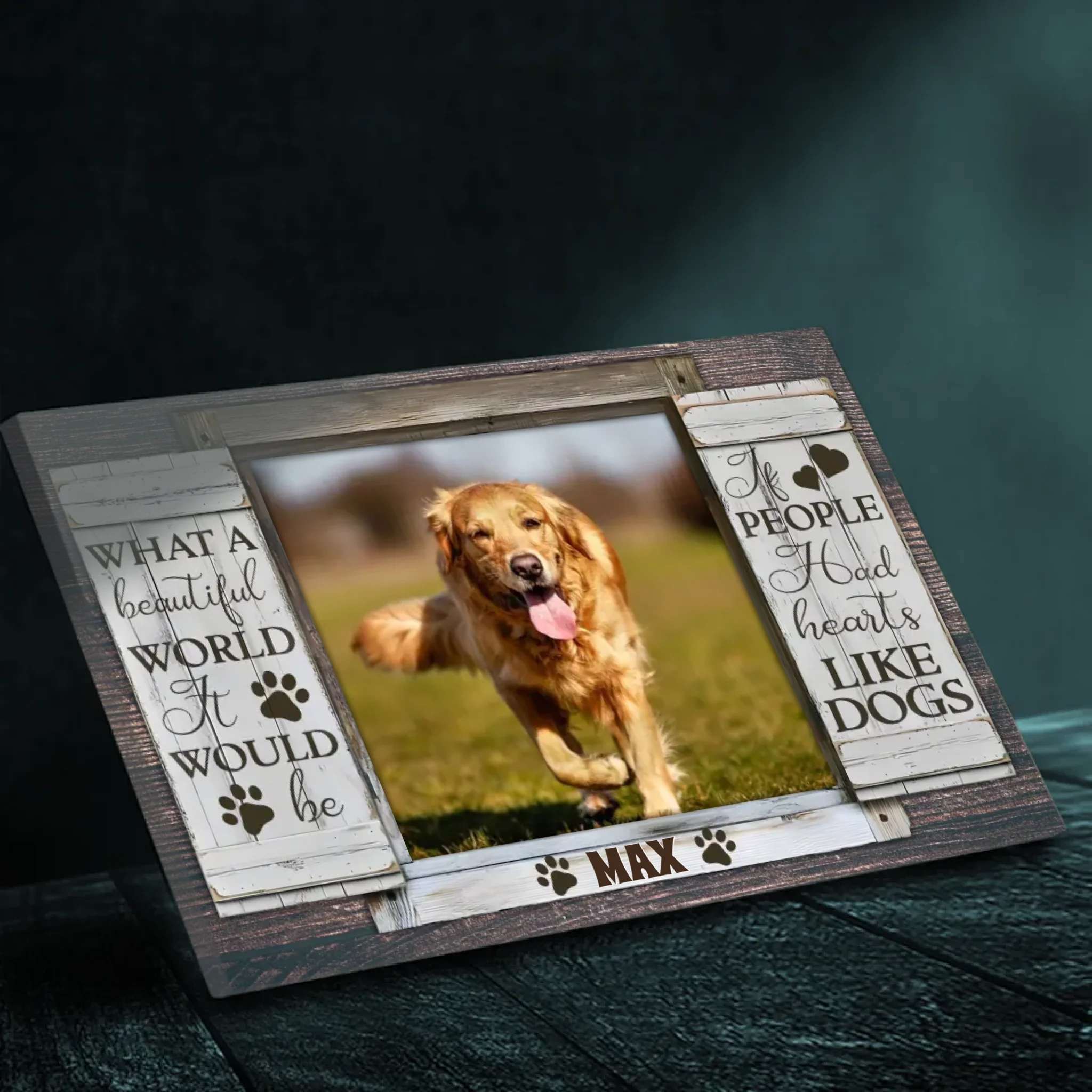 Custom Dog Canvas - 'What a Beautiful World' with Personalized Pet's Name