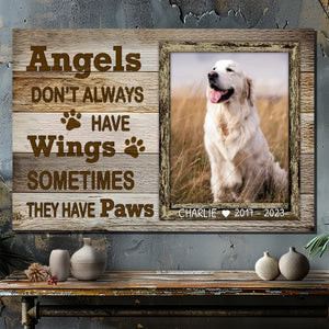 Custom Dog Memorial Canvas - 'Angels Have Paws' with Name and Dates