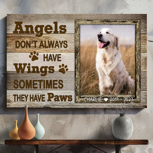 Custom Dog Memorial Canvas - 'Angels Have Paws' with Name and Dates