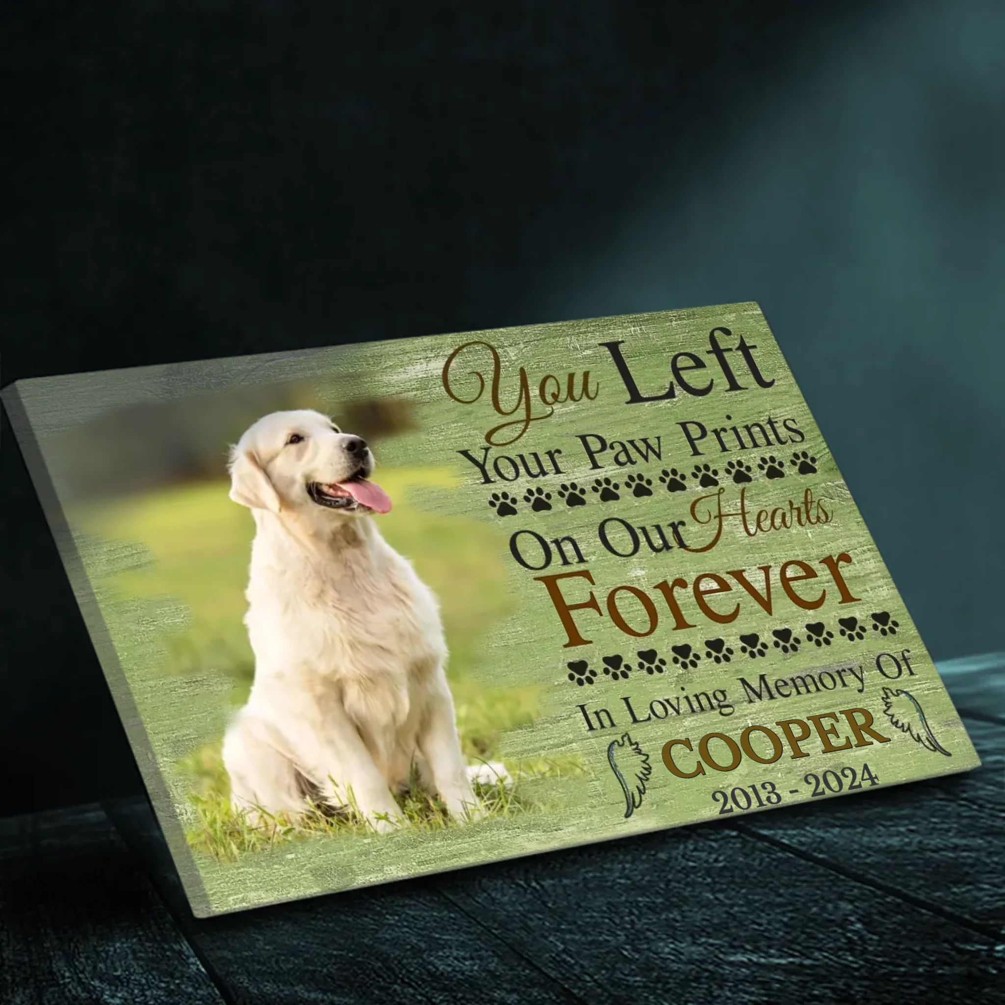 Personalized Dog Memorial Canvas At 89Prints- Paw Prints on Our Hearts - 89Prints