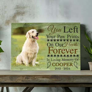 Personalized Dog Memorial Canvas At 89Prints- Paw Prints on Our Hearts - 89Prints
