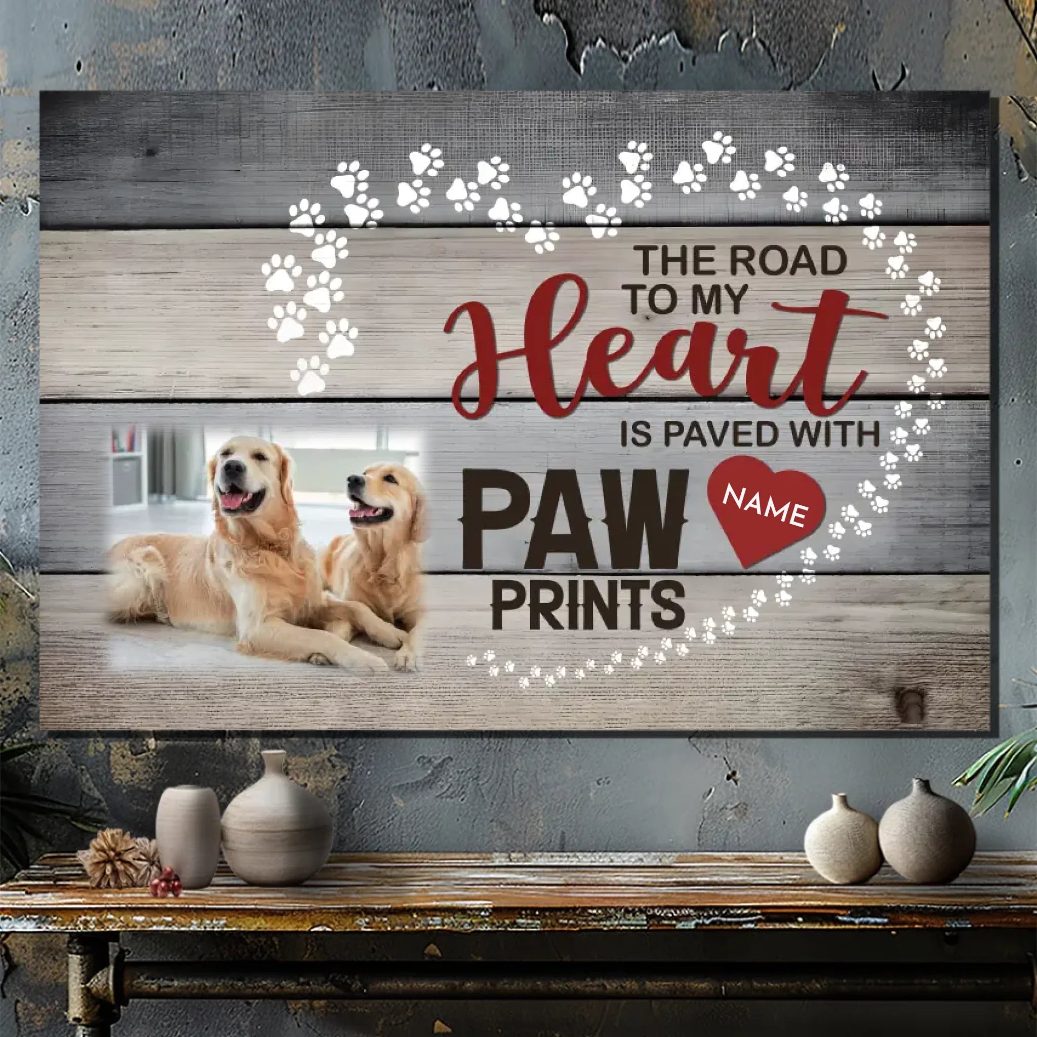 Personalized Dog Canvas - The Path of the Heart is Paved with Dog Paws