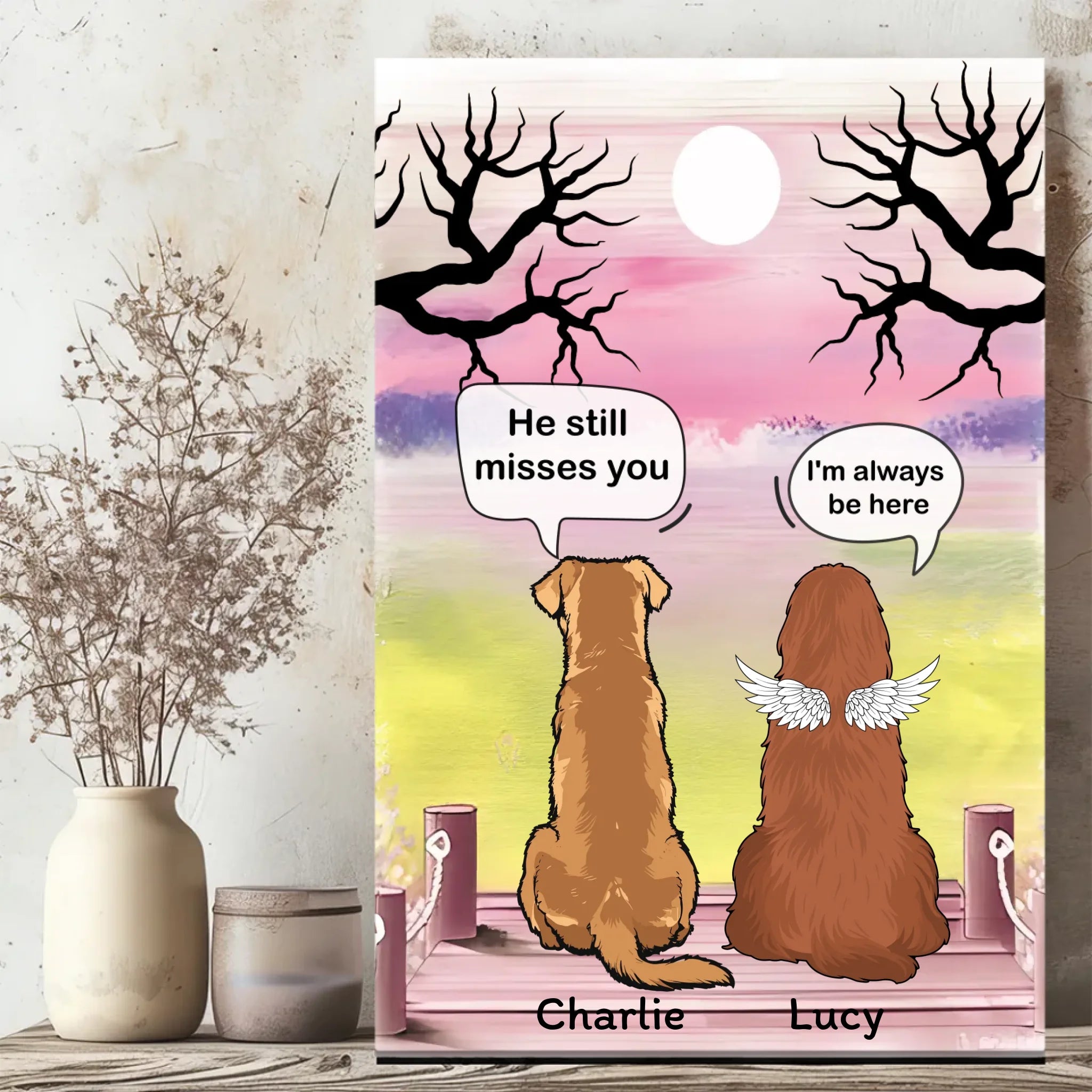 Personalized Dog Memorial Canvas – Always Here - 89Prints
