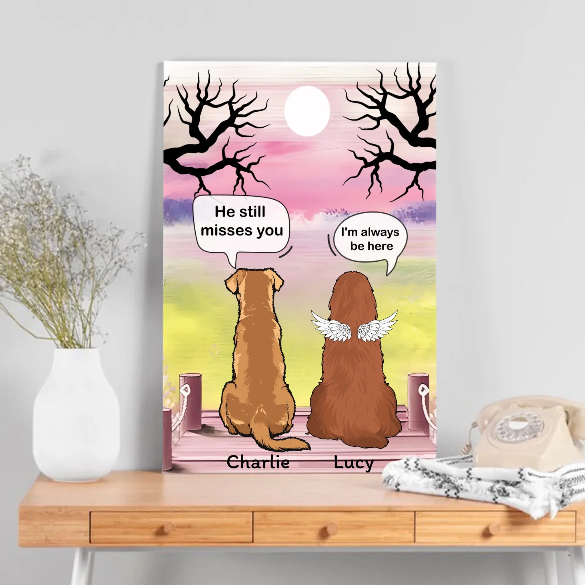Personalized Dog Memorial Canvas – Always Here - 89Prints
