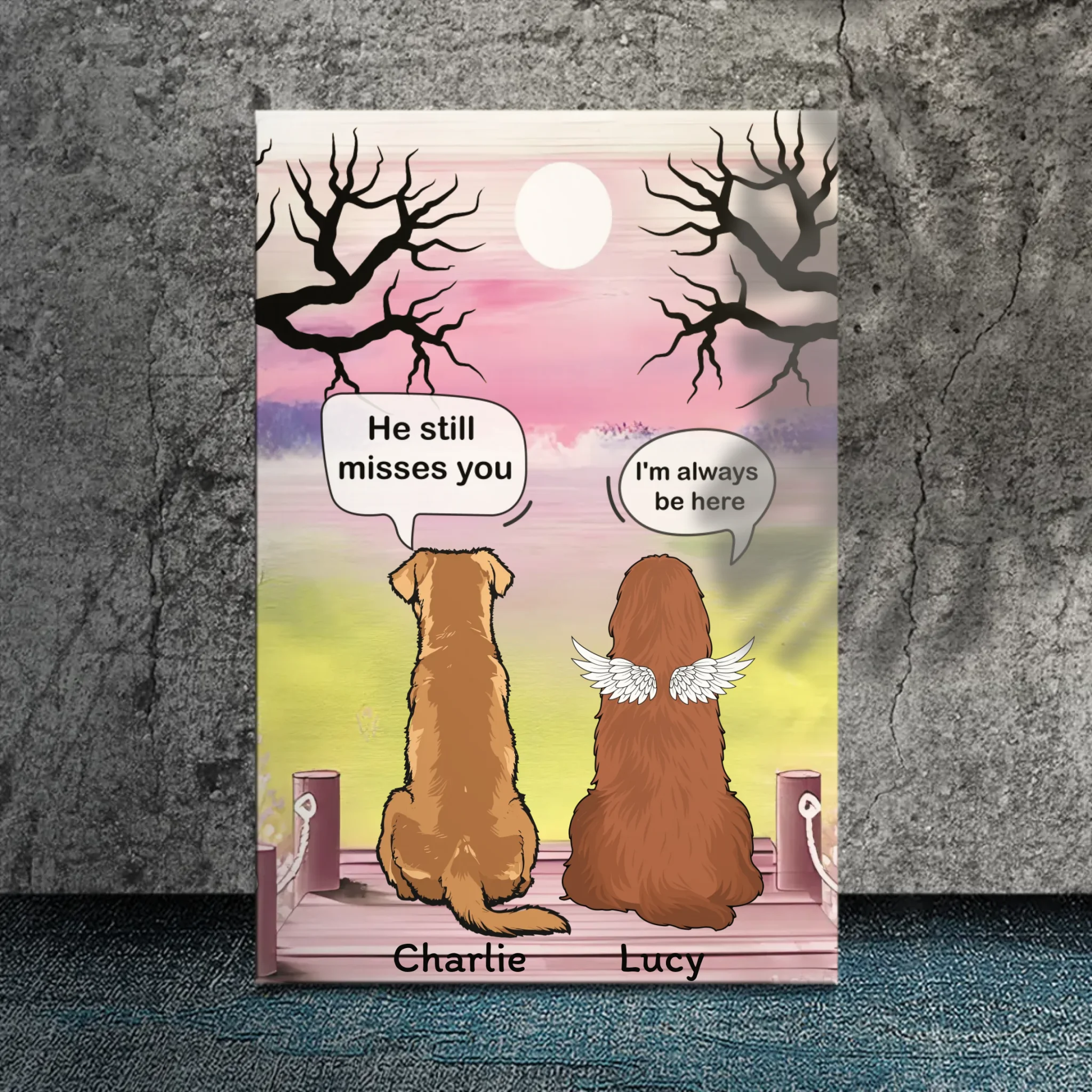 Personalized Dog Memorial Canvas – Always Here - 89Prints