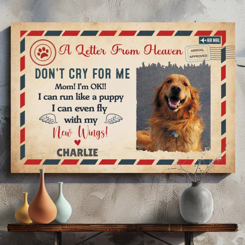 Personalized Pet Memorial Canvas - A Message of Love from Heaven | 89Prints