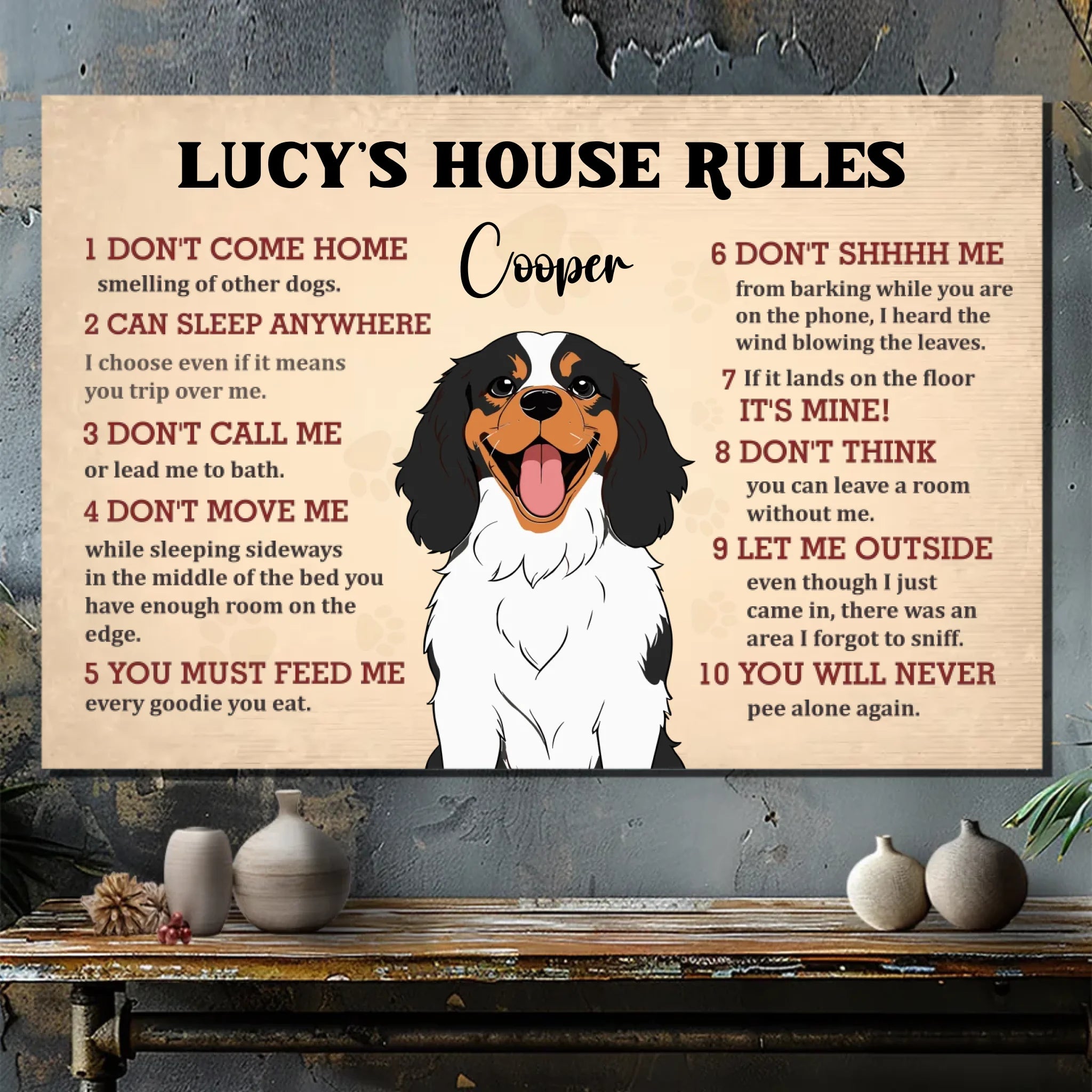 Dog House Rules Funny Canvas – Cute Pet Wall Decor - 89Prints