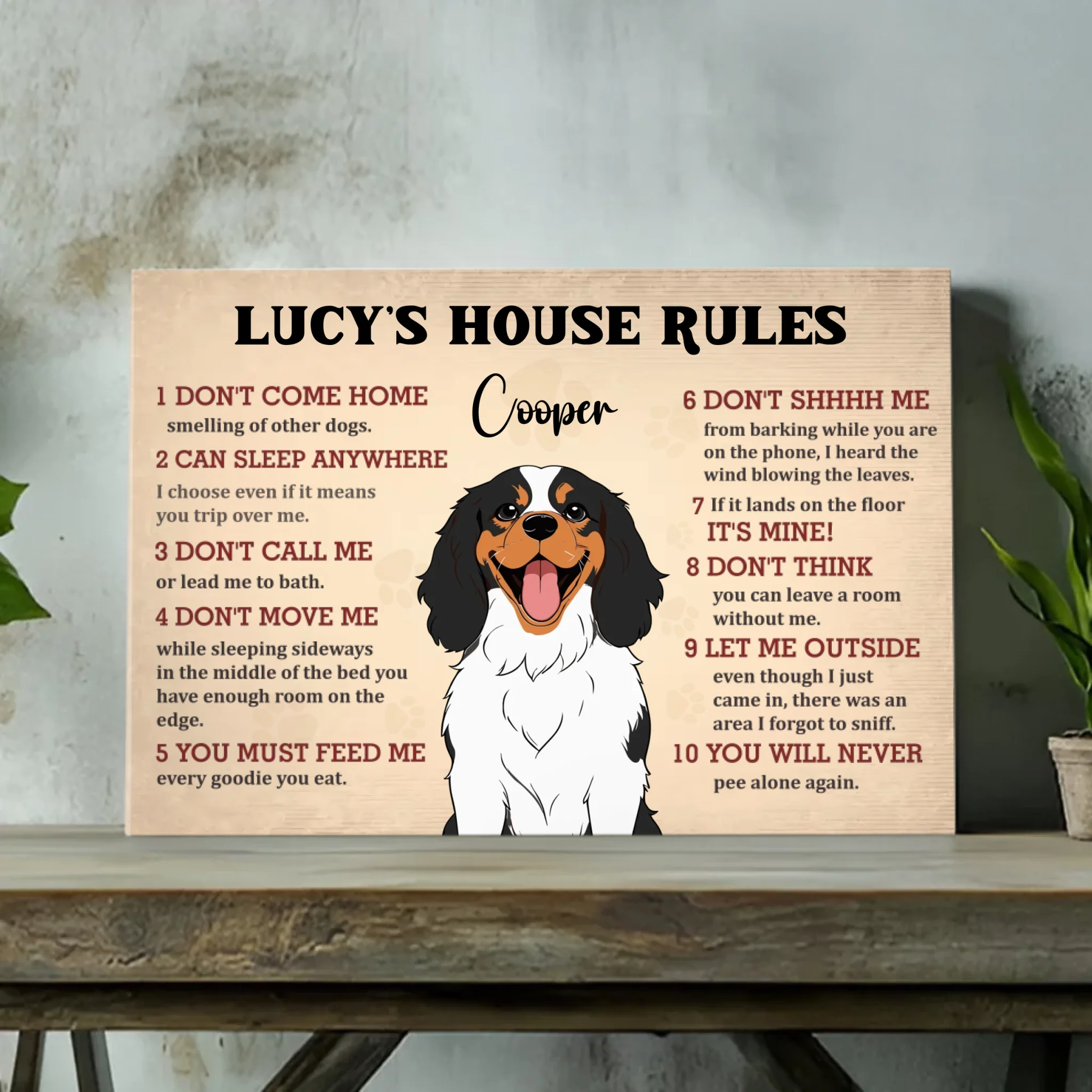 Dog House Rules Funny Canvas – Cute Pet Wall Decor - 89Prints