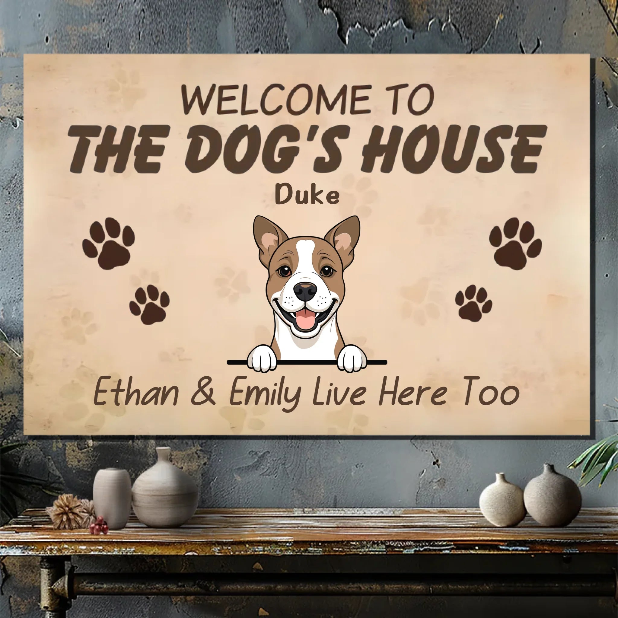 Welcome to the Dog’s House – Rustic Pet Wall Hanging – 89Prints