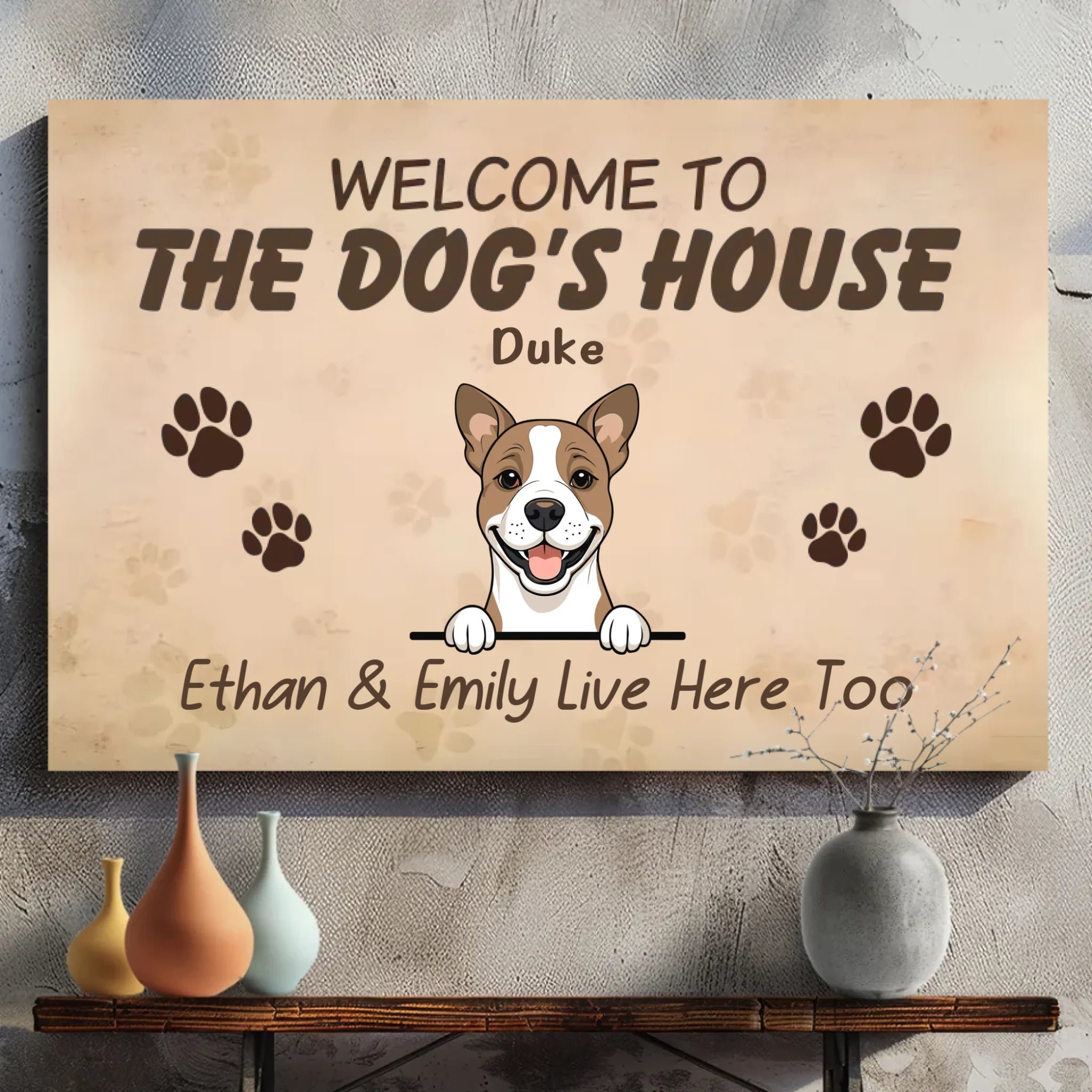 Welcome to the Dog’s House – Rustic Pet Wall Hanging – 89Prints