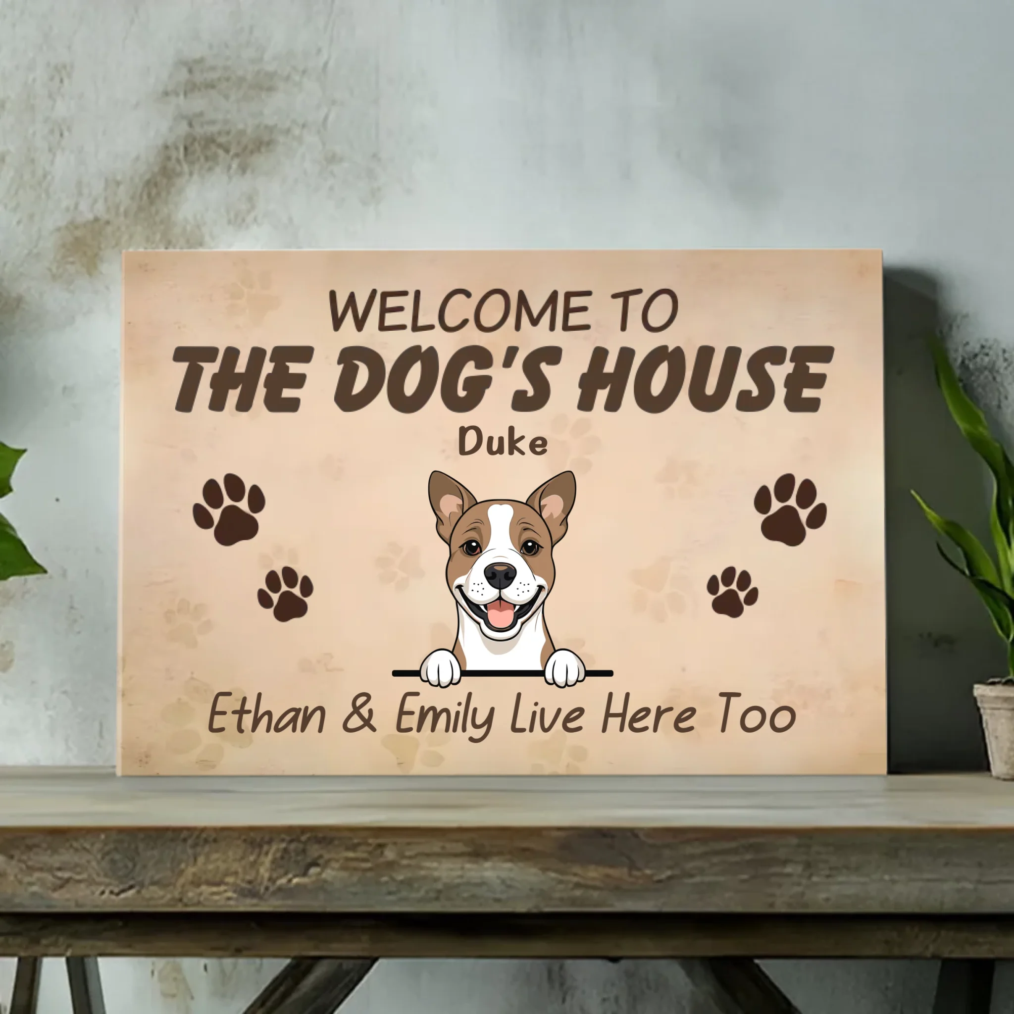 Welcome to the Dog’s House – Rustic Pet Wall Hanging – 89Prints