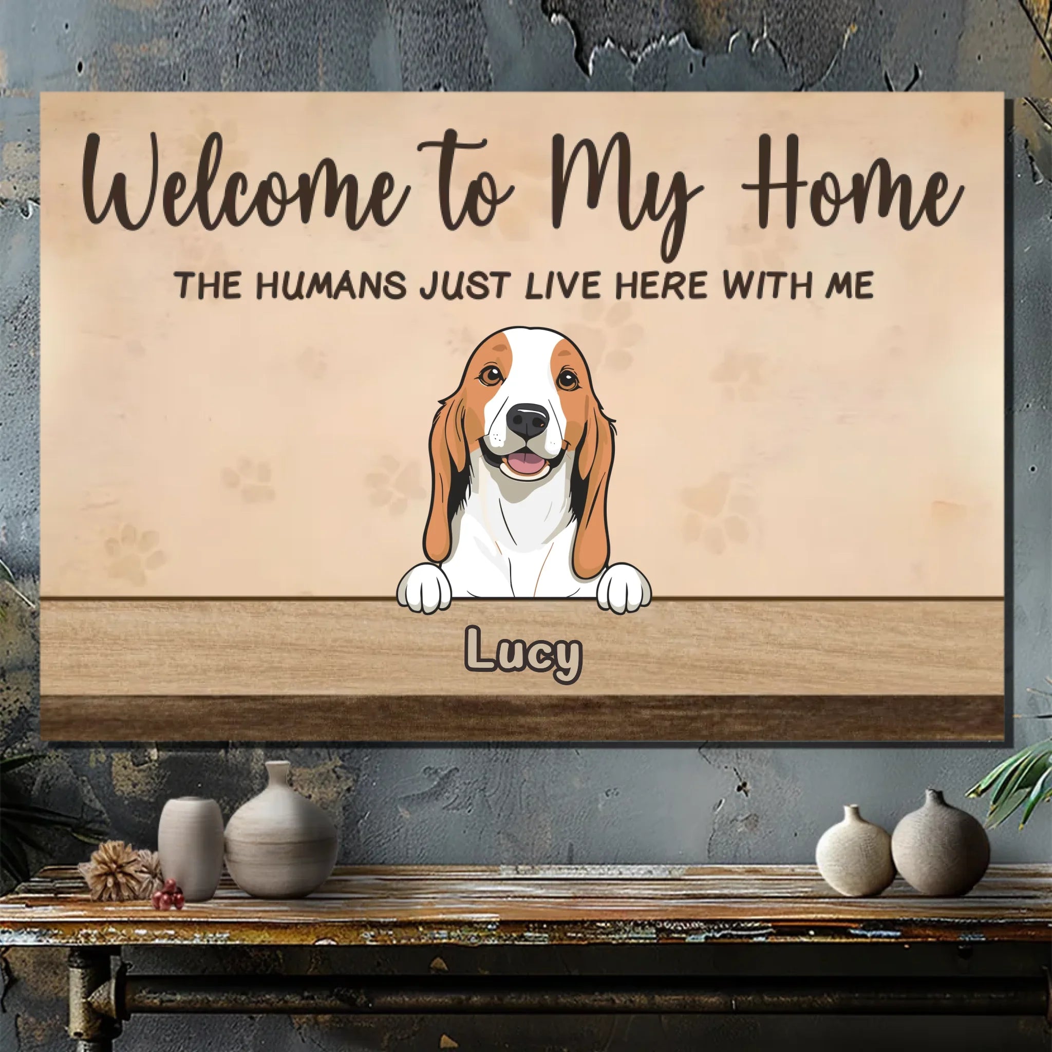 Personalized Funny Dog Canvas – Welcome to My Home Sign – 89Prints