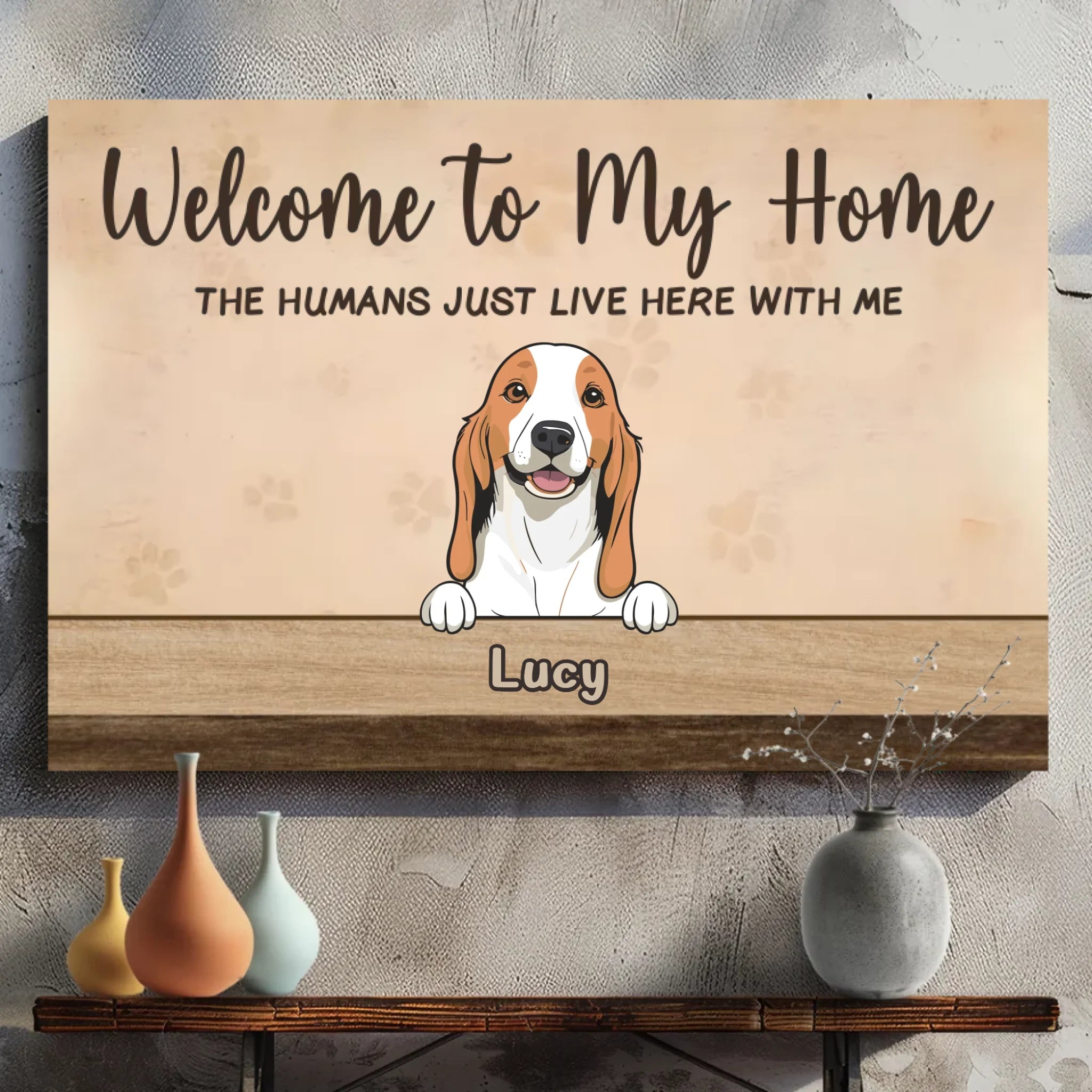 Personalized Funny Dog Canvas – Welcome to My Home Sign – 89Prints