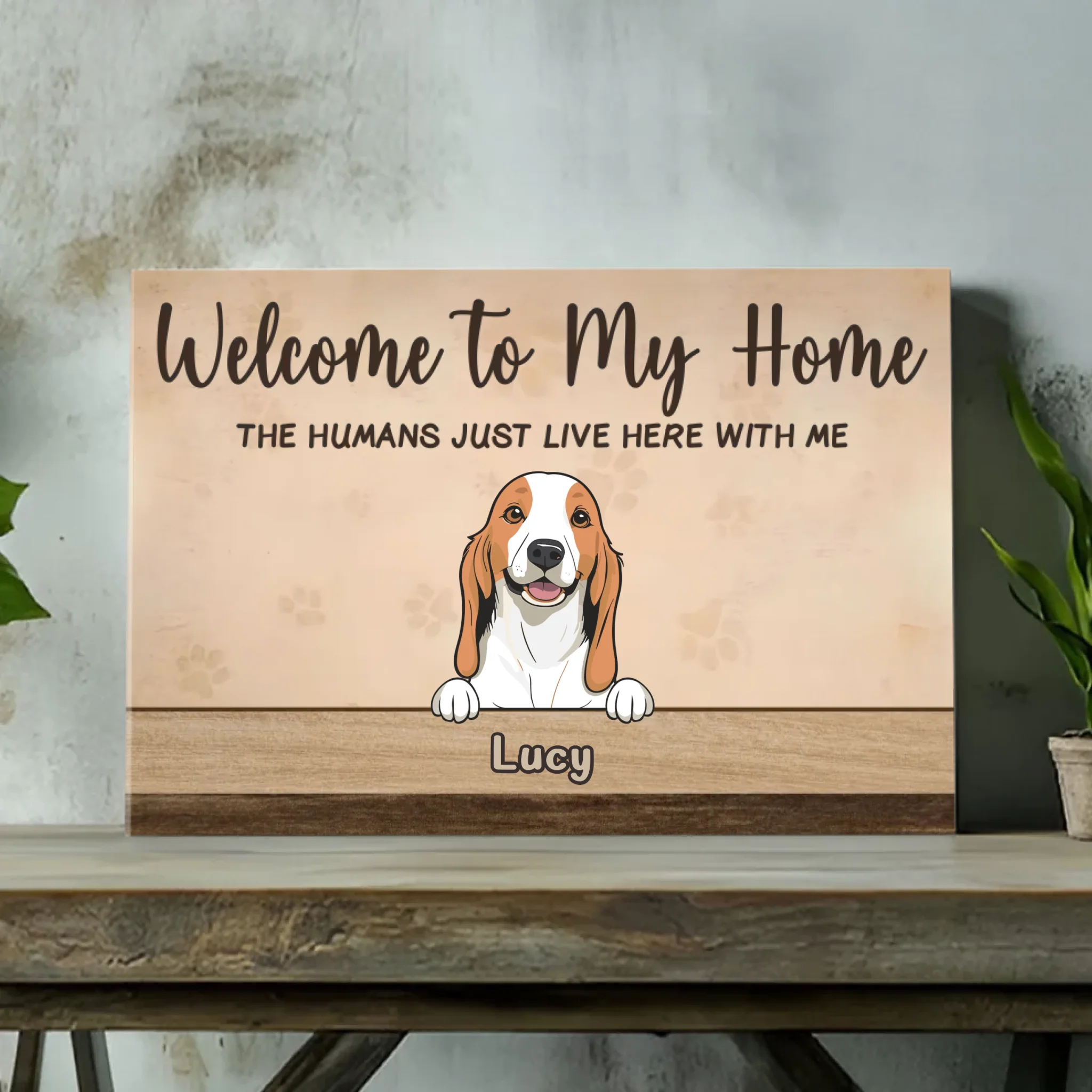 Personalized Funny Dog Canvas – Welcome to My Home Sign – 89Prints