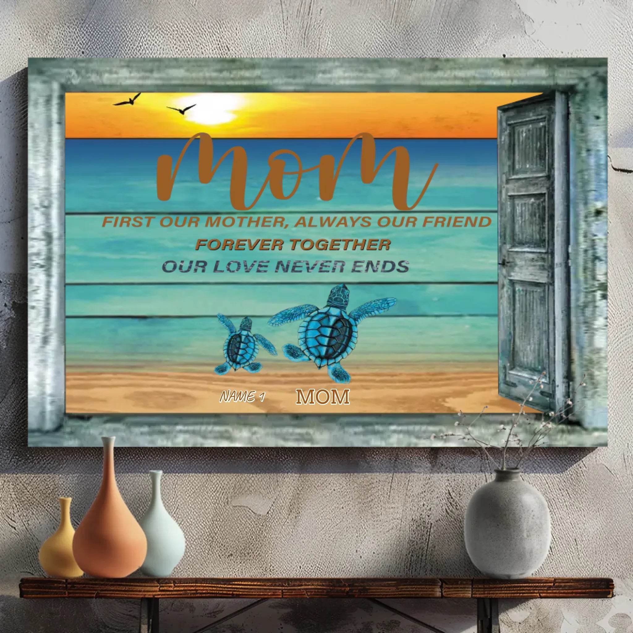 Custom Turtle Canvas Wall Art - Mother's Love Like the Ocean