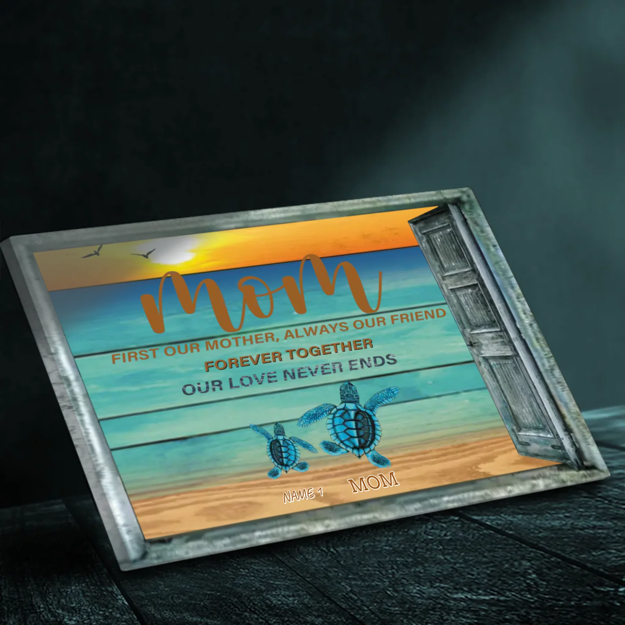 Custom Turtle Canvas Wall Art - Mother's Love Like the Ocean