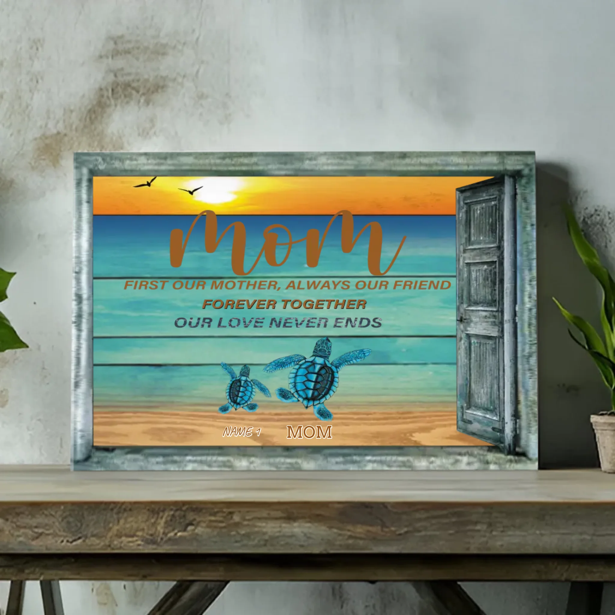 Custom Turtle Canvas Wall Art - Mother's Love Like the Ocean
