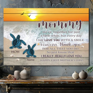 Personalized Turtle Canvas Wall Art - Mommy's Little One | 89Prints