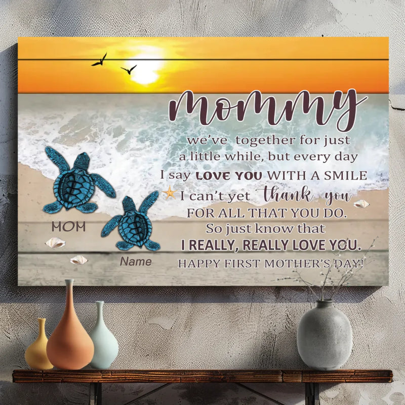 Personalized Turtle Canvas Wall Art - Mommy's Little One | 89Prints