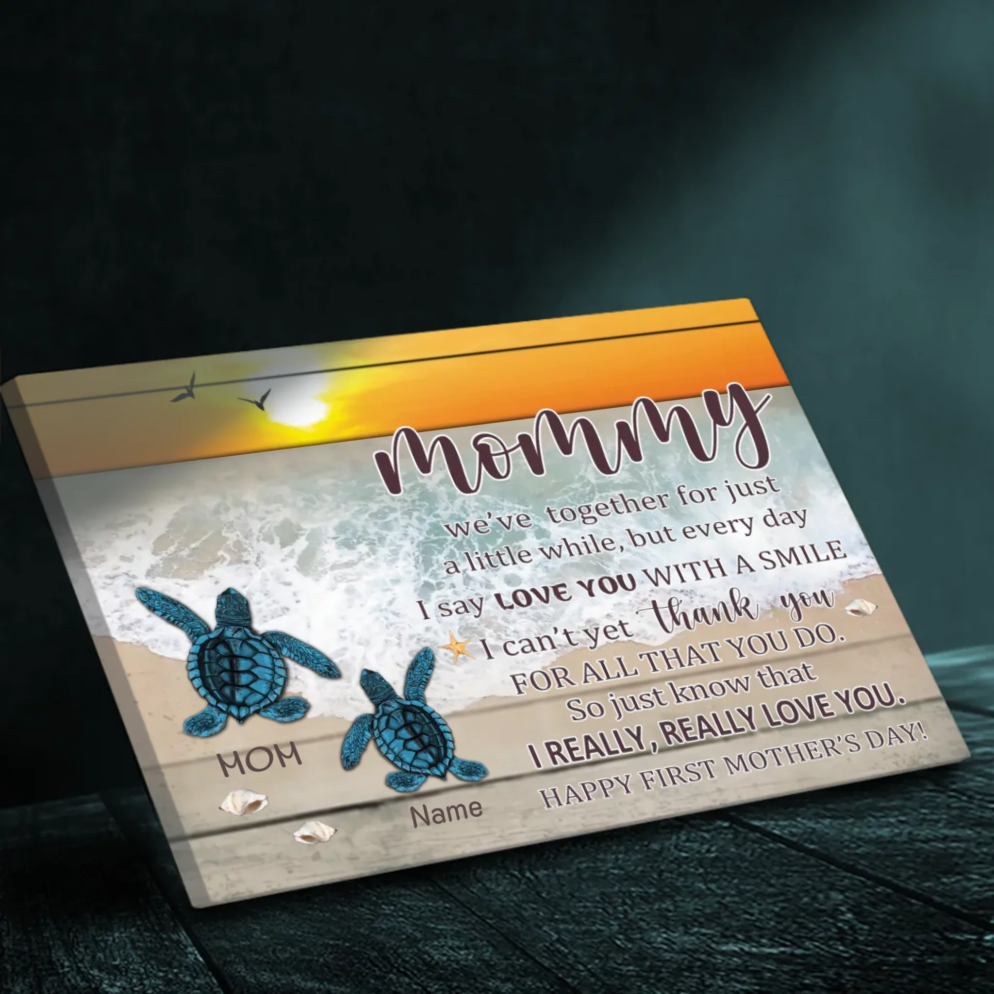 Personalized Turtle Canvas Wall Art - Mommy's Little One | 89Prints