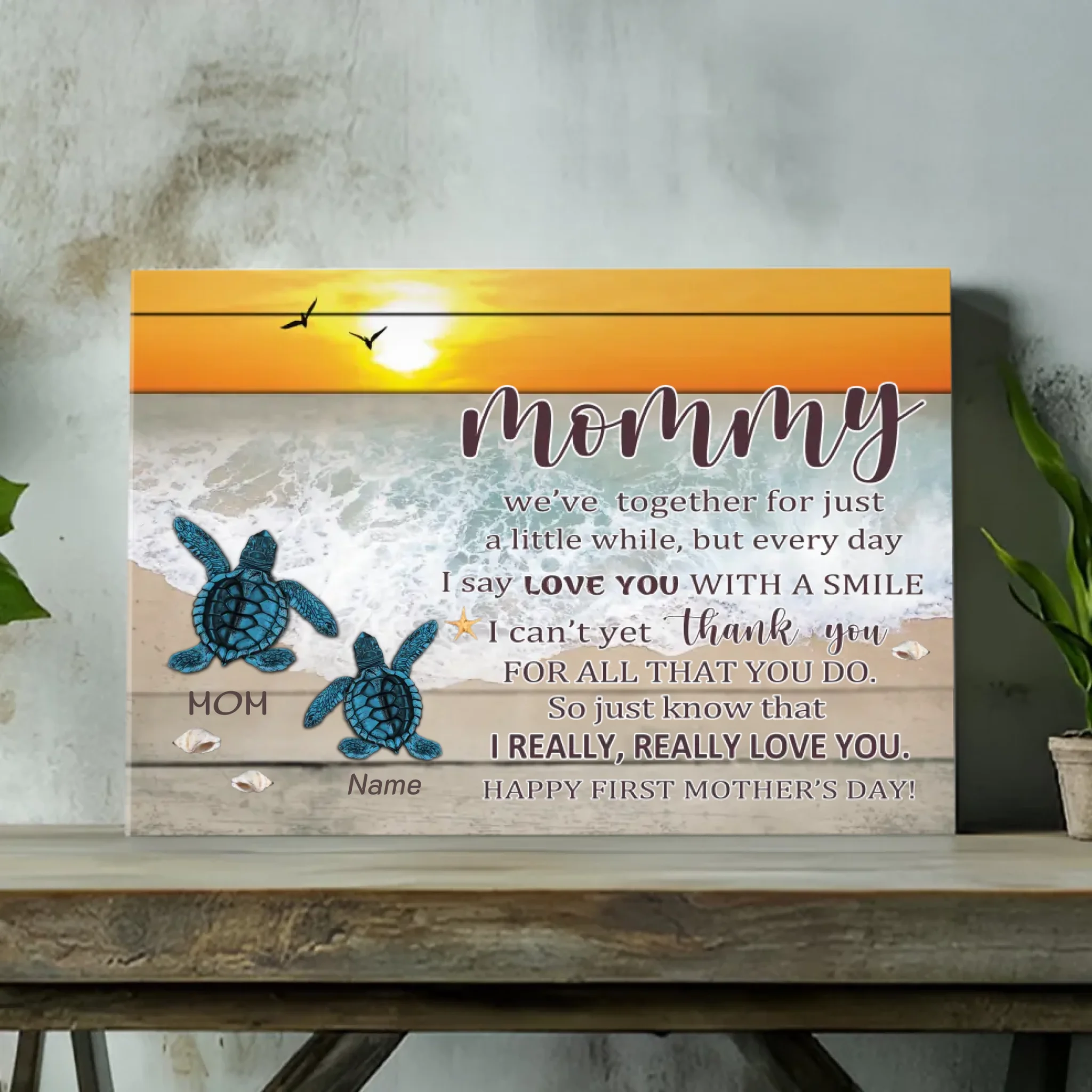 Personalized Turtle Canvas Wall Art - Mommy's Little One | 89Prints