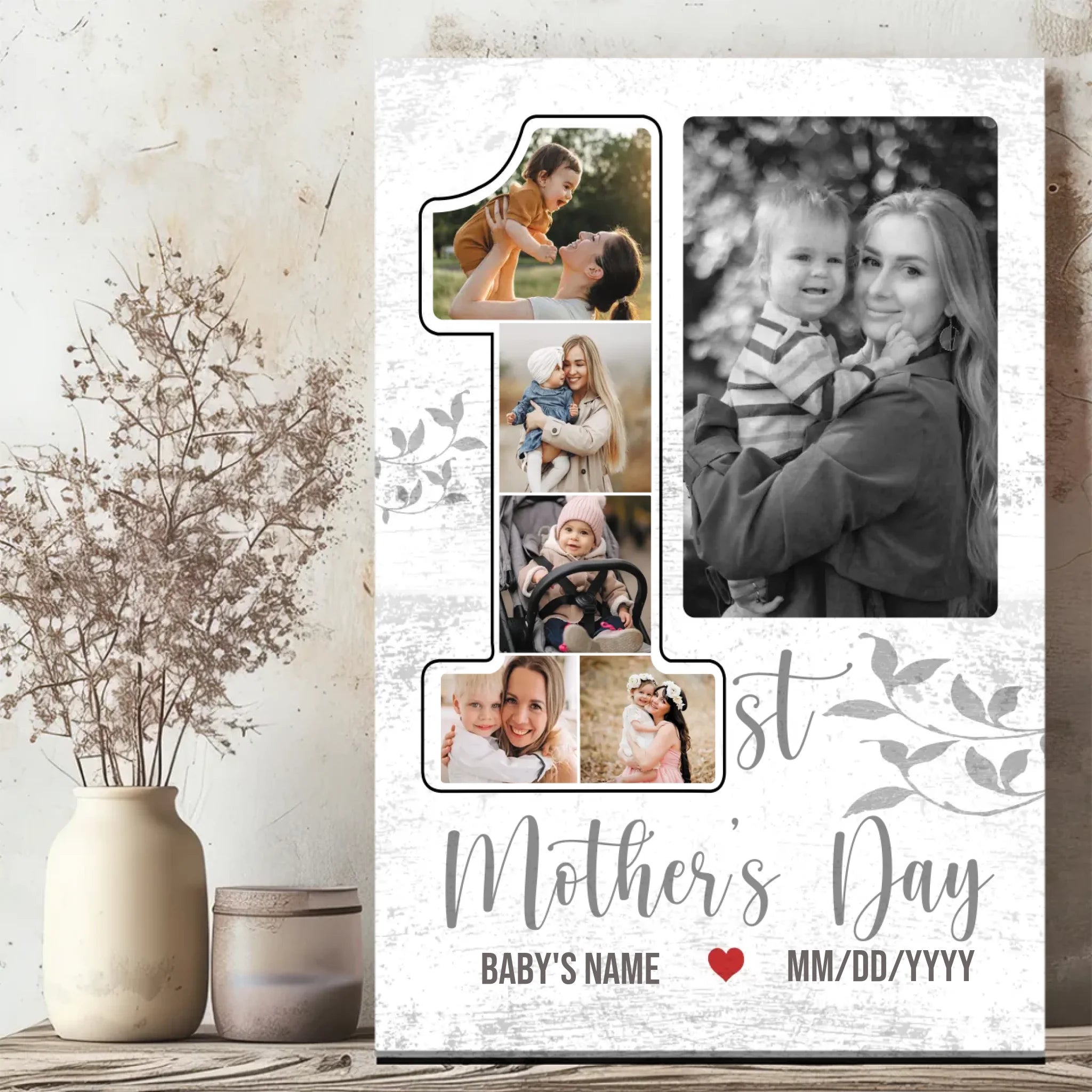 Personalized Mother and Baby Canvas - Moments Forever In The Heart