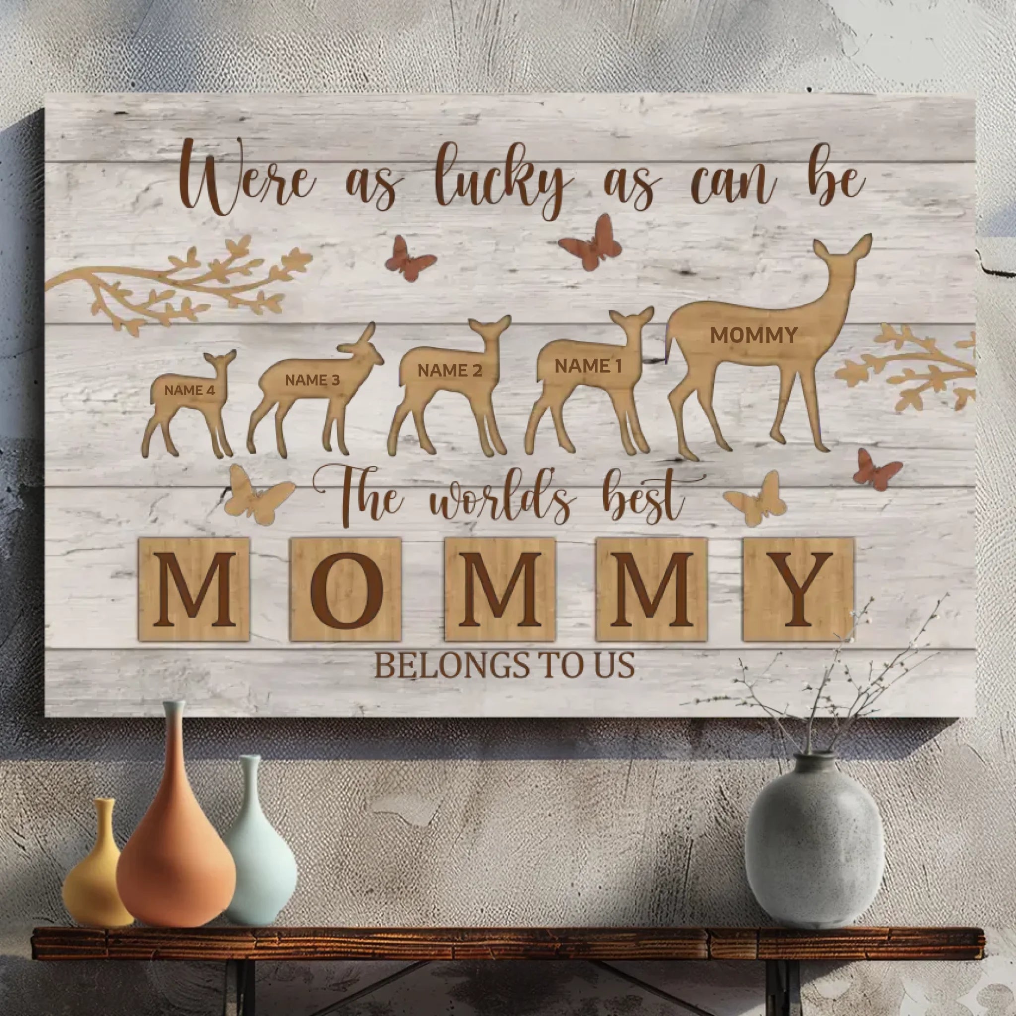 Custom Mom and Kids Canvas At 89Prints – Baby Deer Following Mom