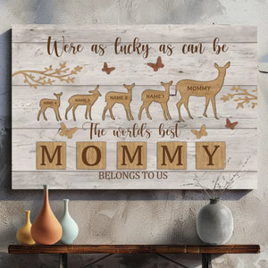 Custom Mom and Kids Canvas At 89Prints – Baby Deer Following Mom
