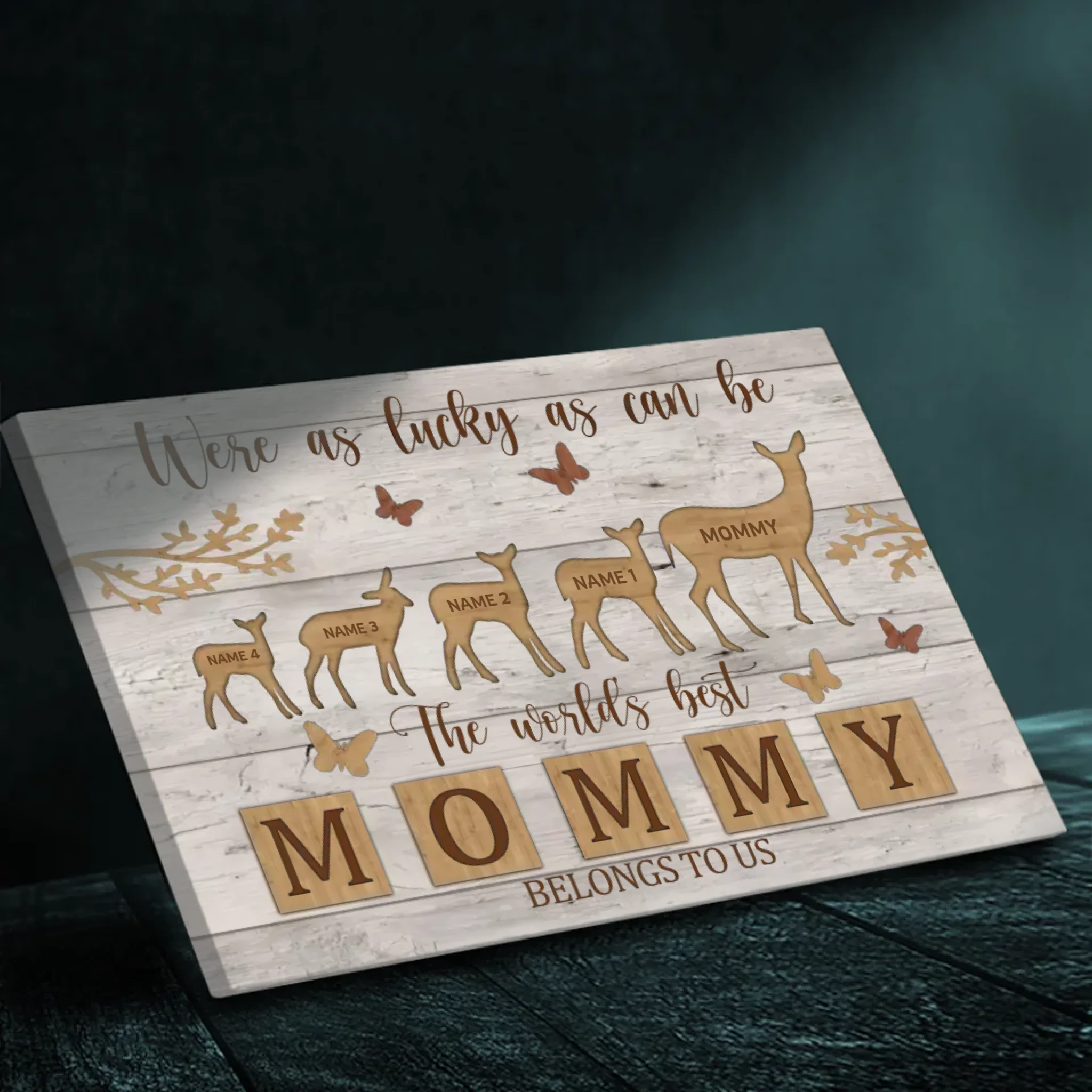 Custom Mom and Kids Canvas At 89Prints – Baby Deer Following Mom