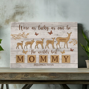 Custom Mom and Kids Canvas At 89Prints – Baby Deer Following Mom