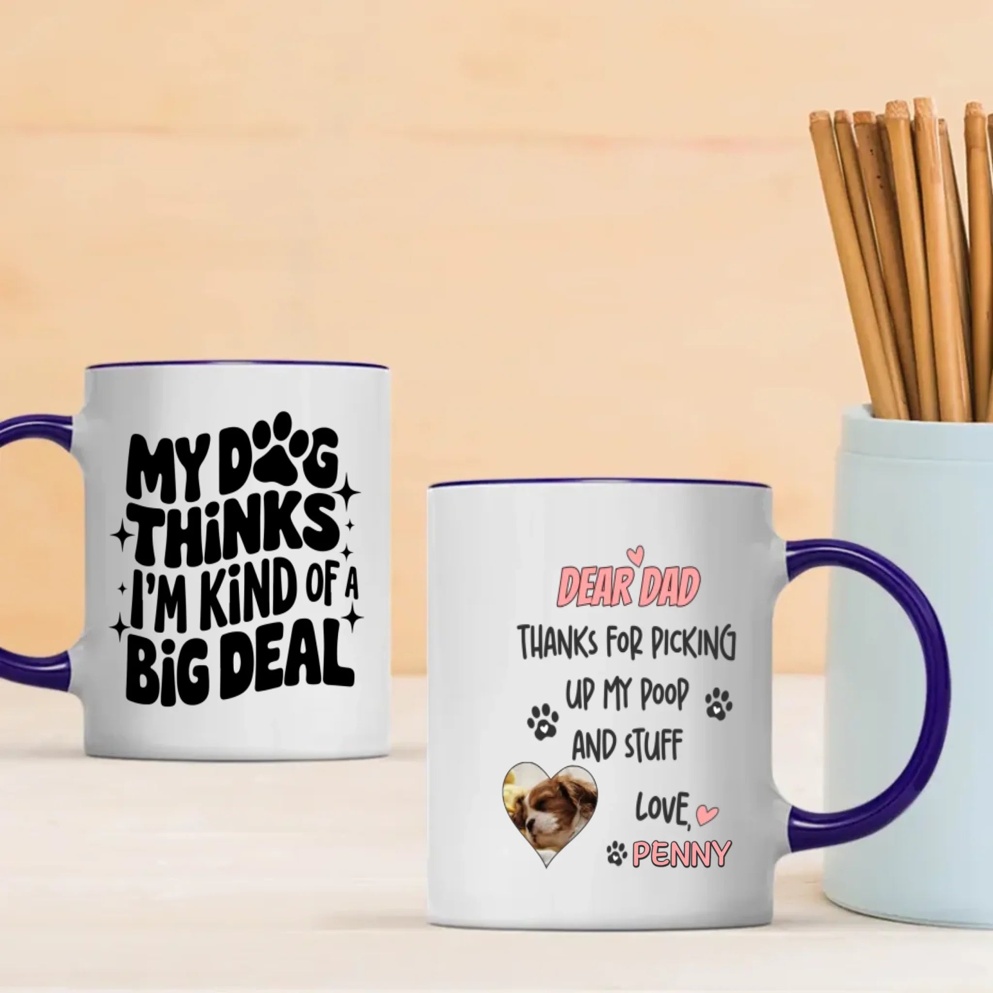 Custom Dog Mug – Dear Dad Thanks for Picking Up My Poop – Funny Personalized Gift - 89Prints