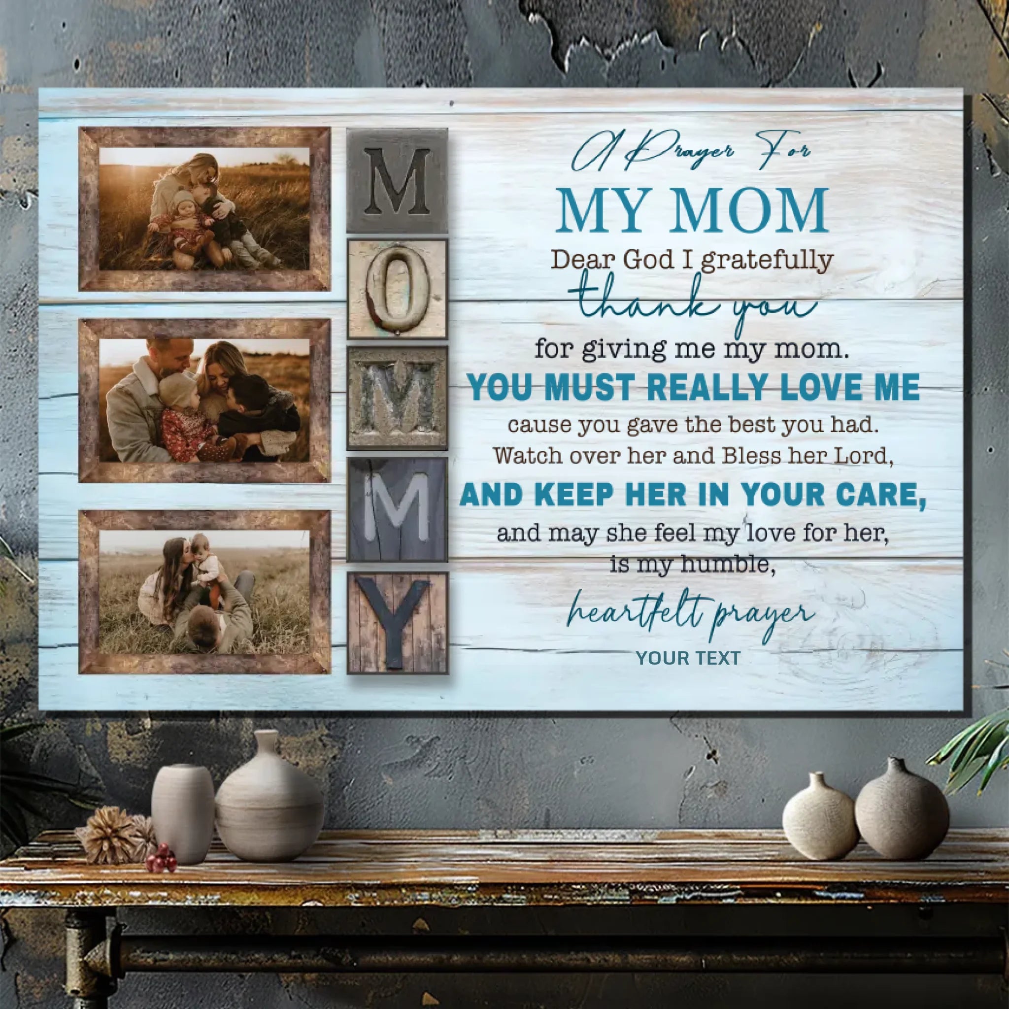 Personalized Mom Canvas: Thank God for a Wonderful Mom