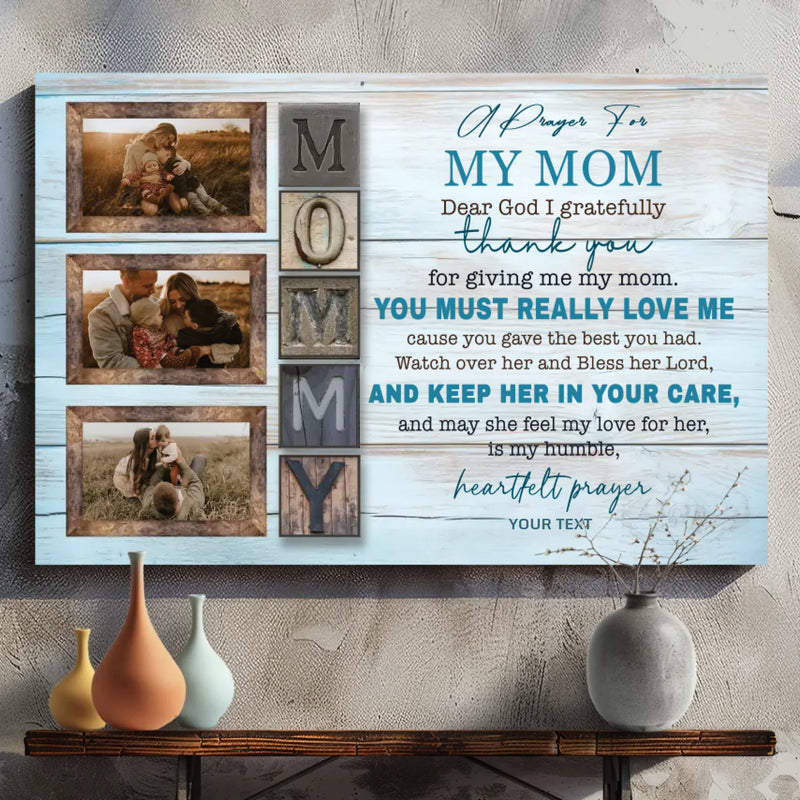 Personalized Mom Canvas: Thank God for a Wonderful Mom