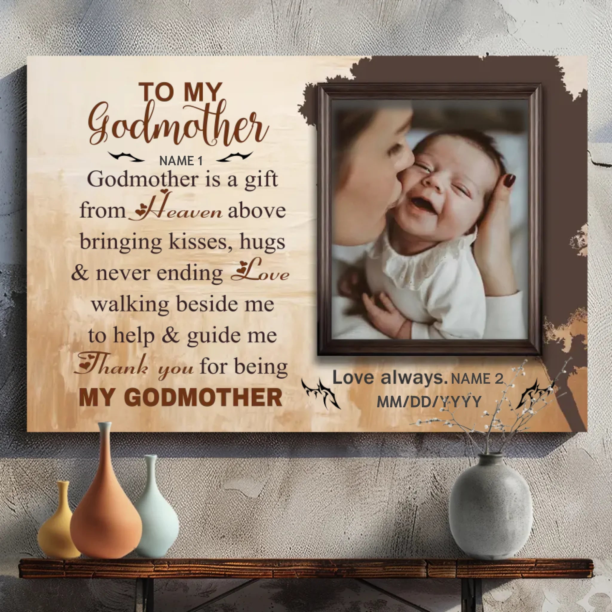 Personalized Canvas Painting: May God Always Protect and Bless You, Mom