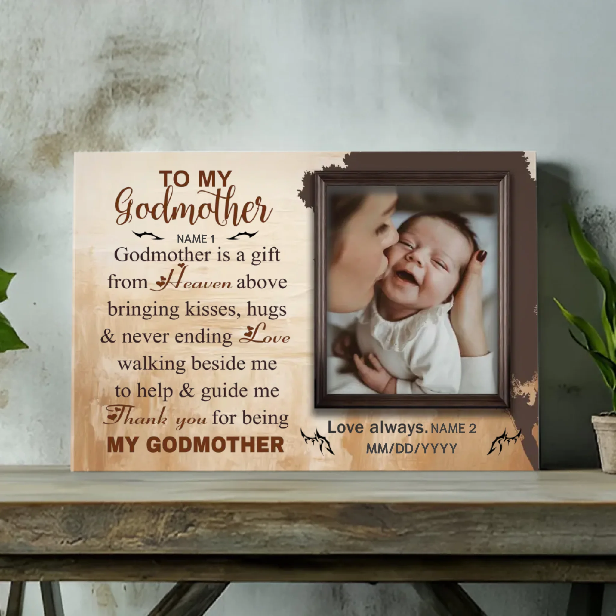 Personalized Canvas Painting: May God Always Protect and Bless You, Mom