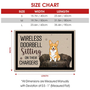 Wireless Doorbell Sitting on Their Chargers – Funny Dog Doormat - 89Prints