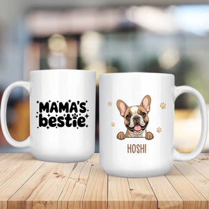 Custom Dog Mug – Mama’s Bestie Personalized Pet Mug with Dog Illustration and Name – Cute Gift for Dog Moms - 89Prints