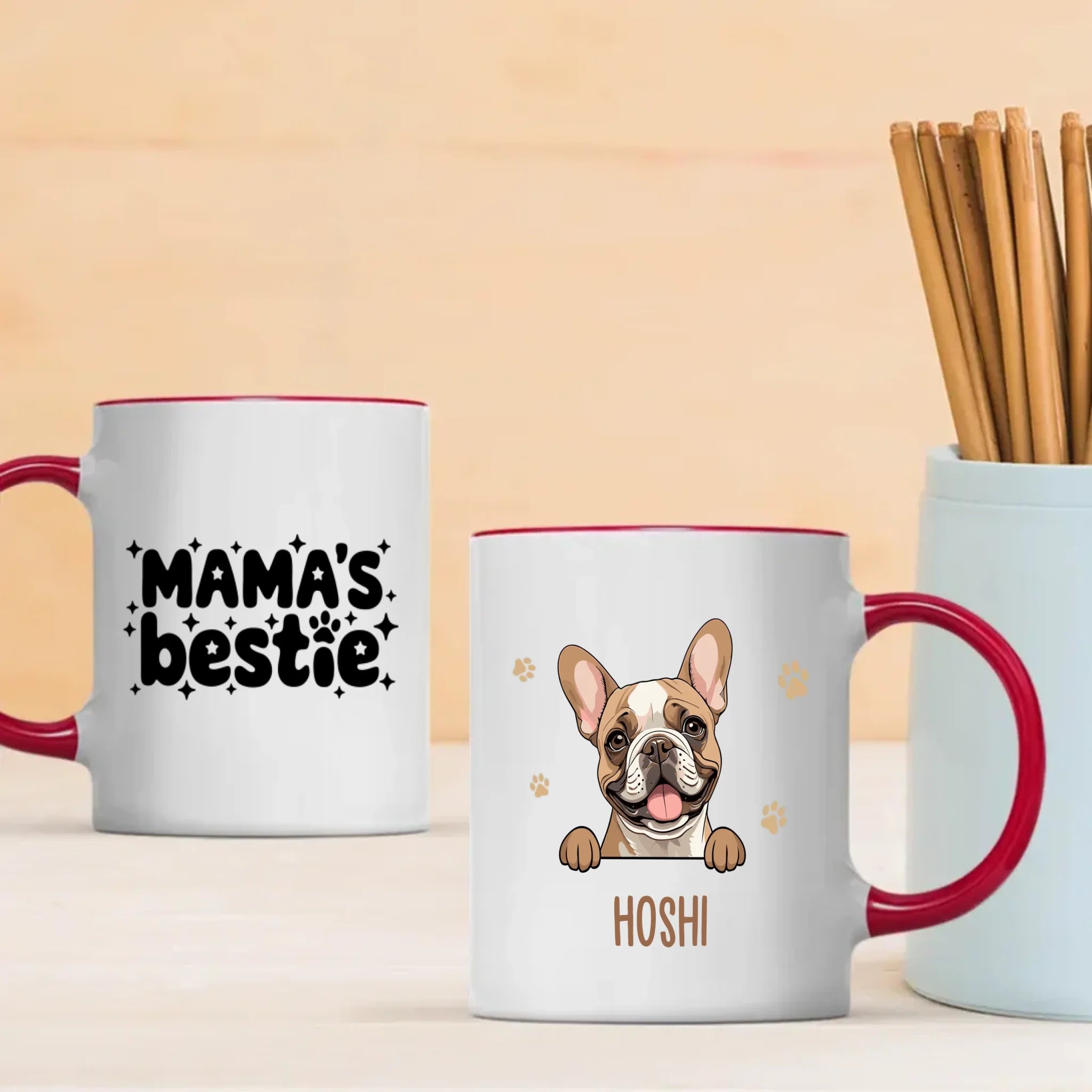 Custom Dog Mug – Mama’s Bestie Personalized Pet Mug with Dog Illustration and Name – Cute Gift for Dog Moms - 89Prints
