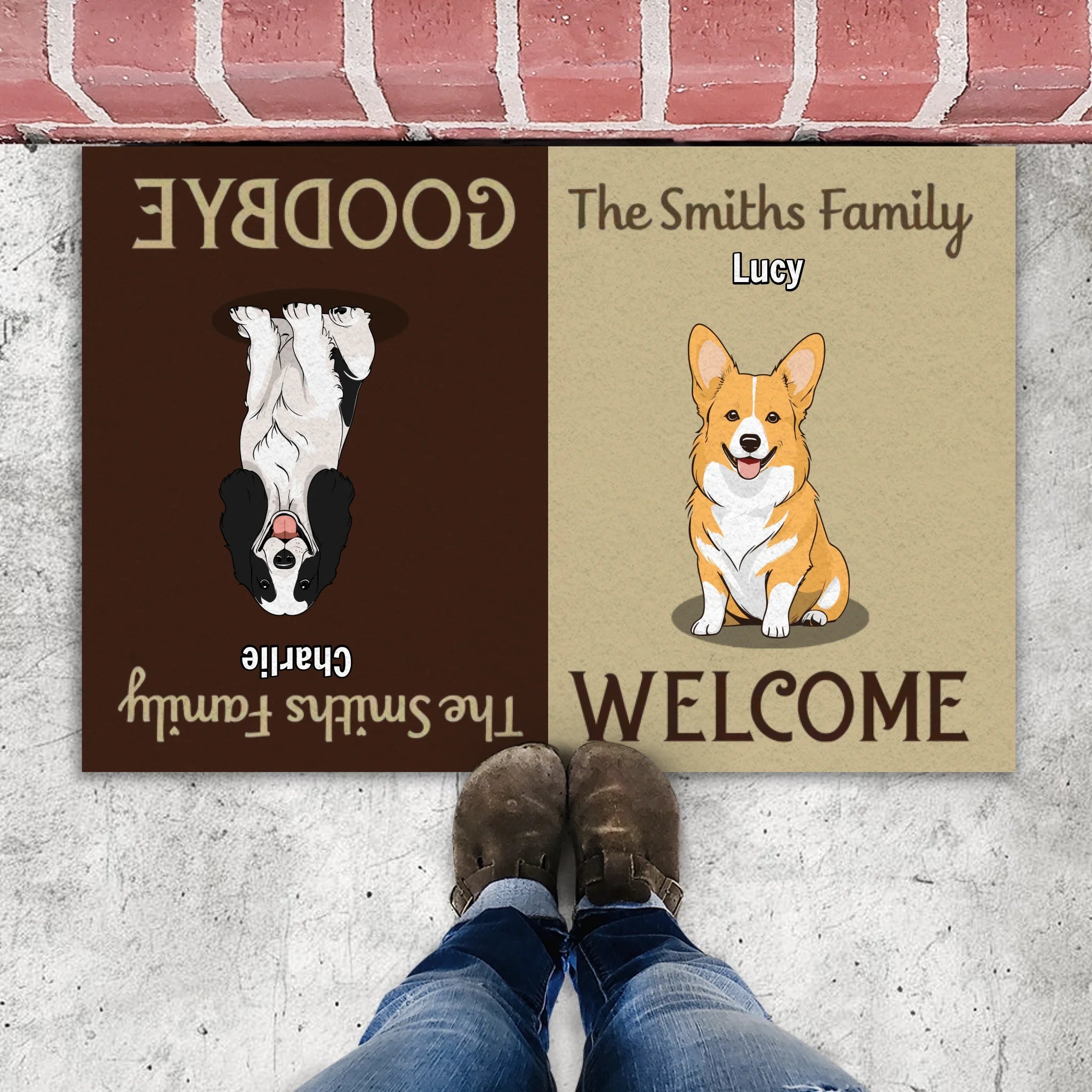 Personalized Family Doormat – Welcome & Goodbye Custom Pet Mat - 89Prints