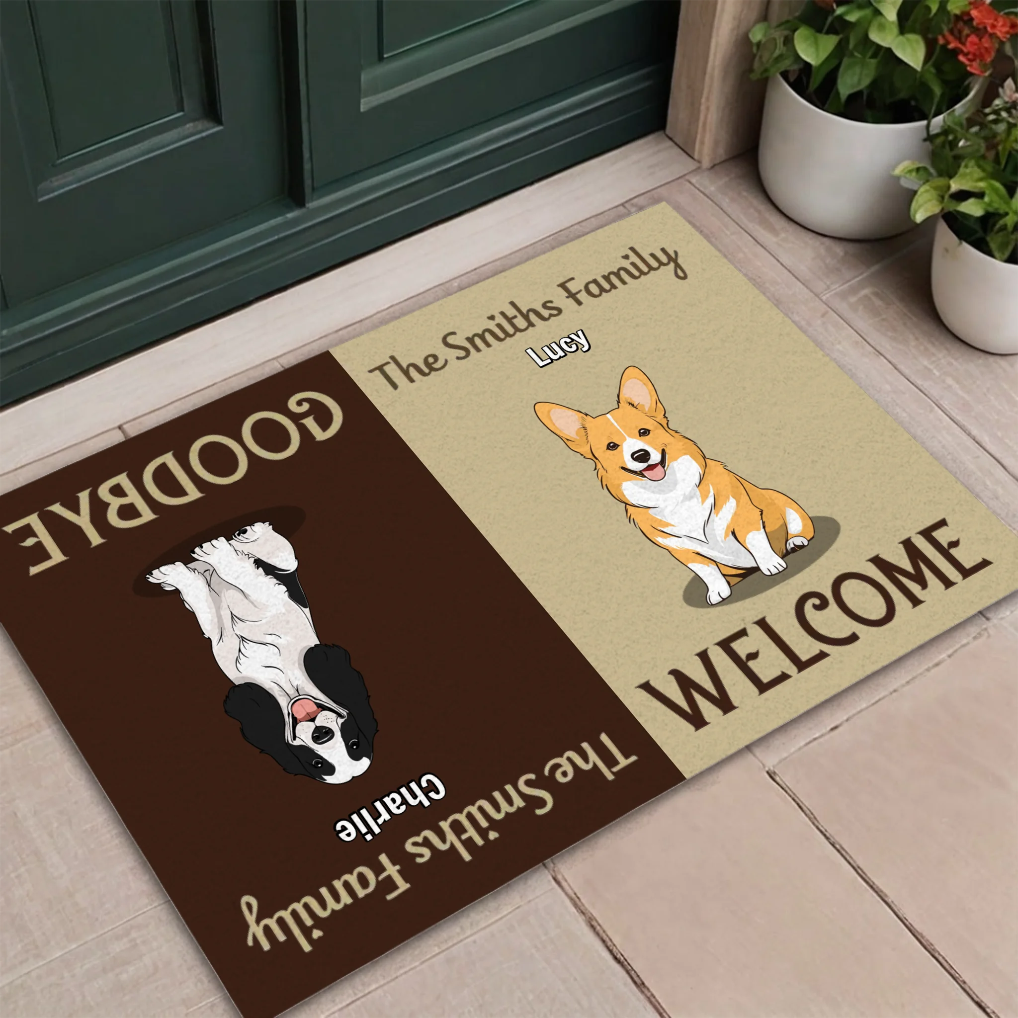 Personalized Family Doormat – Welcome & Goodbye Custom Pet Mat - 89Prints