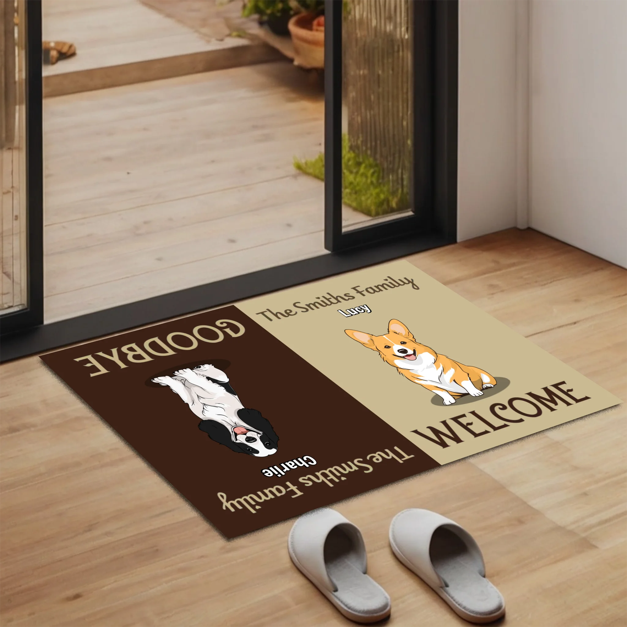 Personalized Family Doormat – Welcome & Goodbye Custom Pet Mat - 89Prints