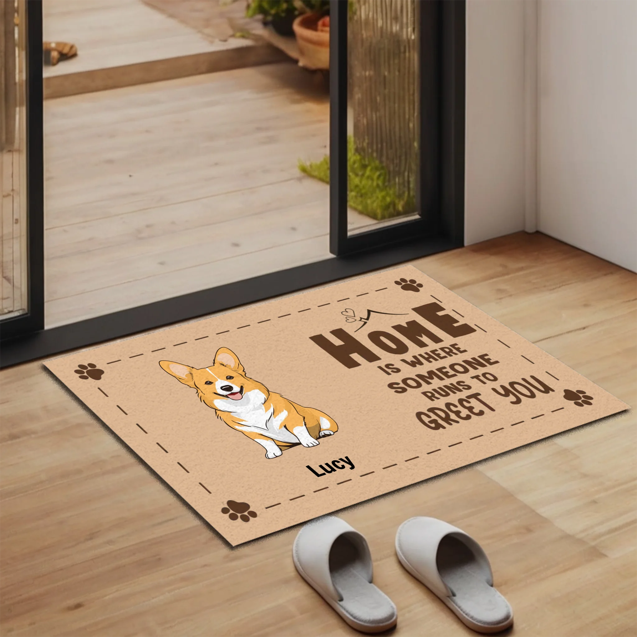 Dog Lover Doormat – Home Is Where Someone Runs to Greet You - 89Prints